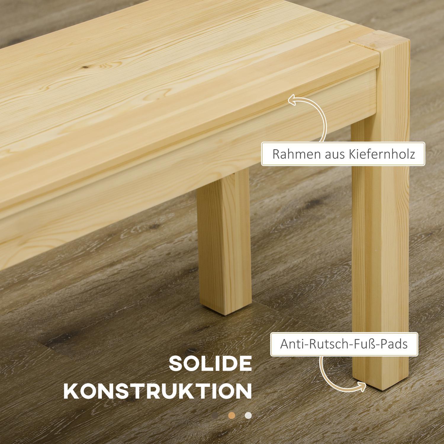 3-Sits Träbänk, Matsalsbänk I Lantlig Stil, Köksbänk, Furu, Rymmer Upp Till 330 Kg, Natur, 150 X 33 X 45 Cm