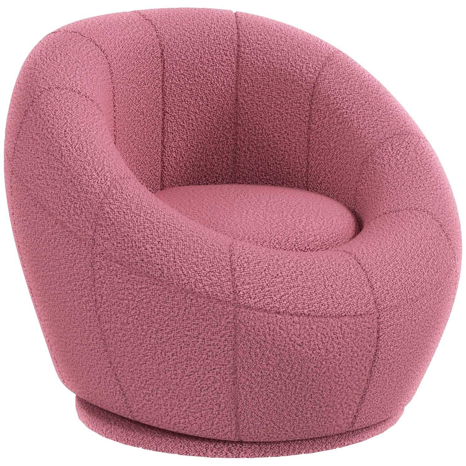 Fåtölj Roterbar Lounge Chair Enkelstol Plyschstol Maximal Belastning 120 Kg Rosa