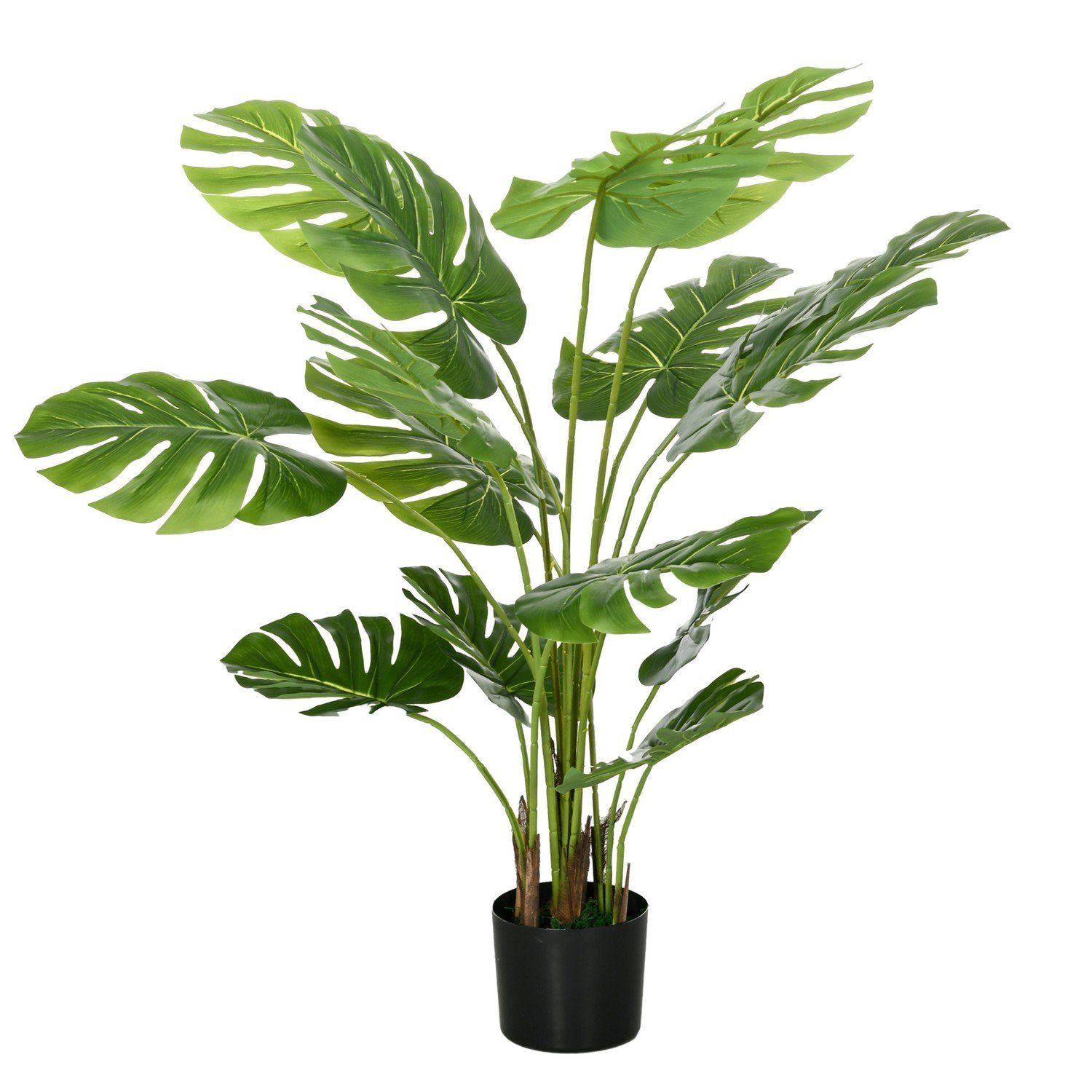 Artificiell Monstera 120 Cm Konstgjord Växt Med Plantering Och Pe-Mossa, Bedrägligt Äkta, För Vardagsrum, Grön