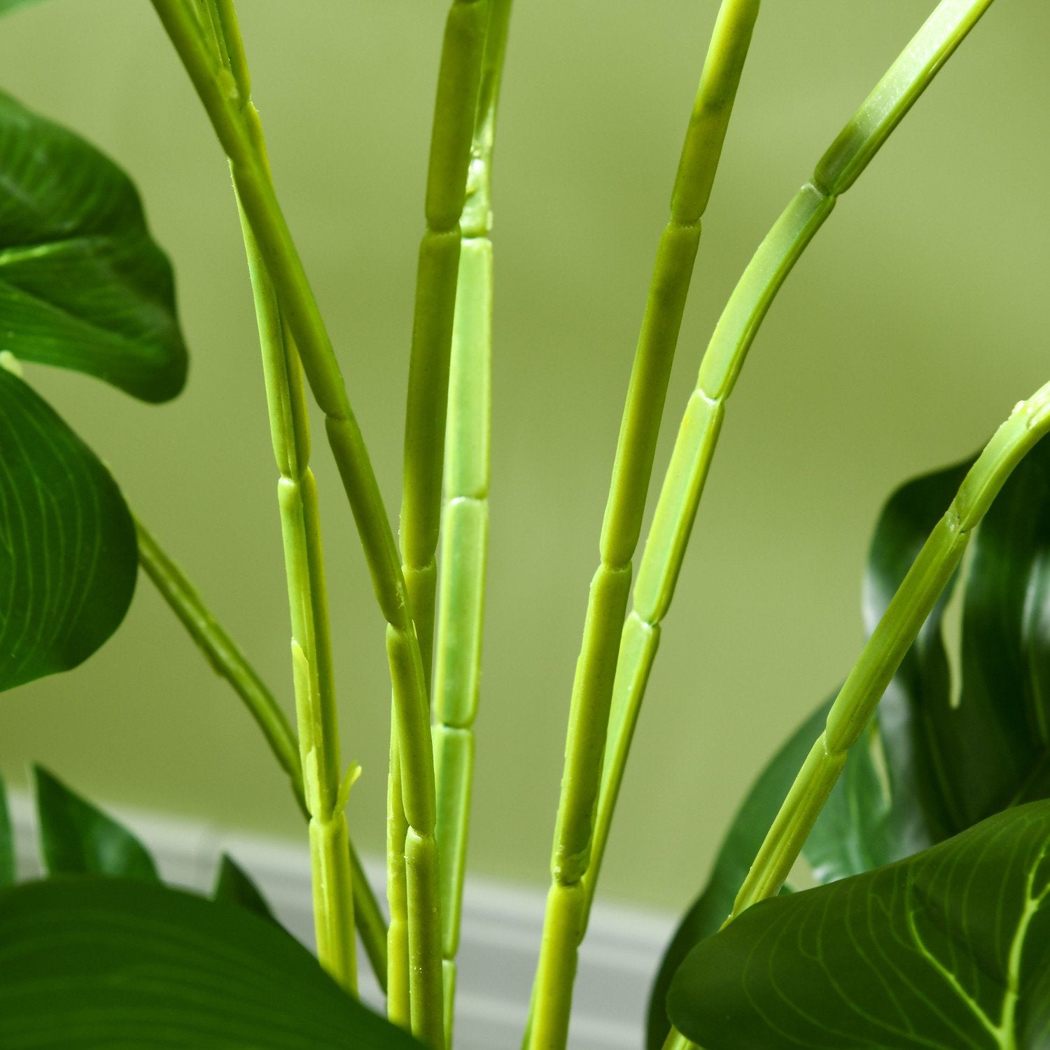 Artificiell Monstera 120 Cm Konstgjord Växt Med Plantering Och Pe-Mossa, Bedrägligt Äkta, För Vardagsrum, Grön