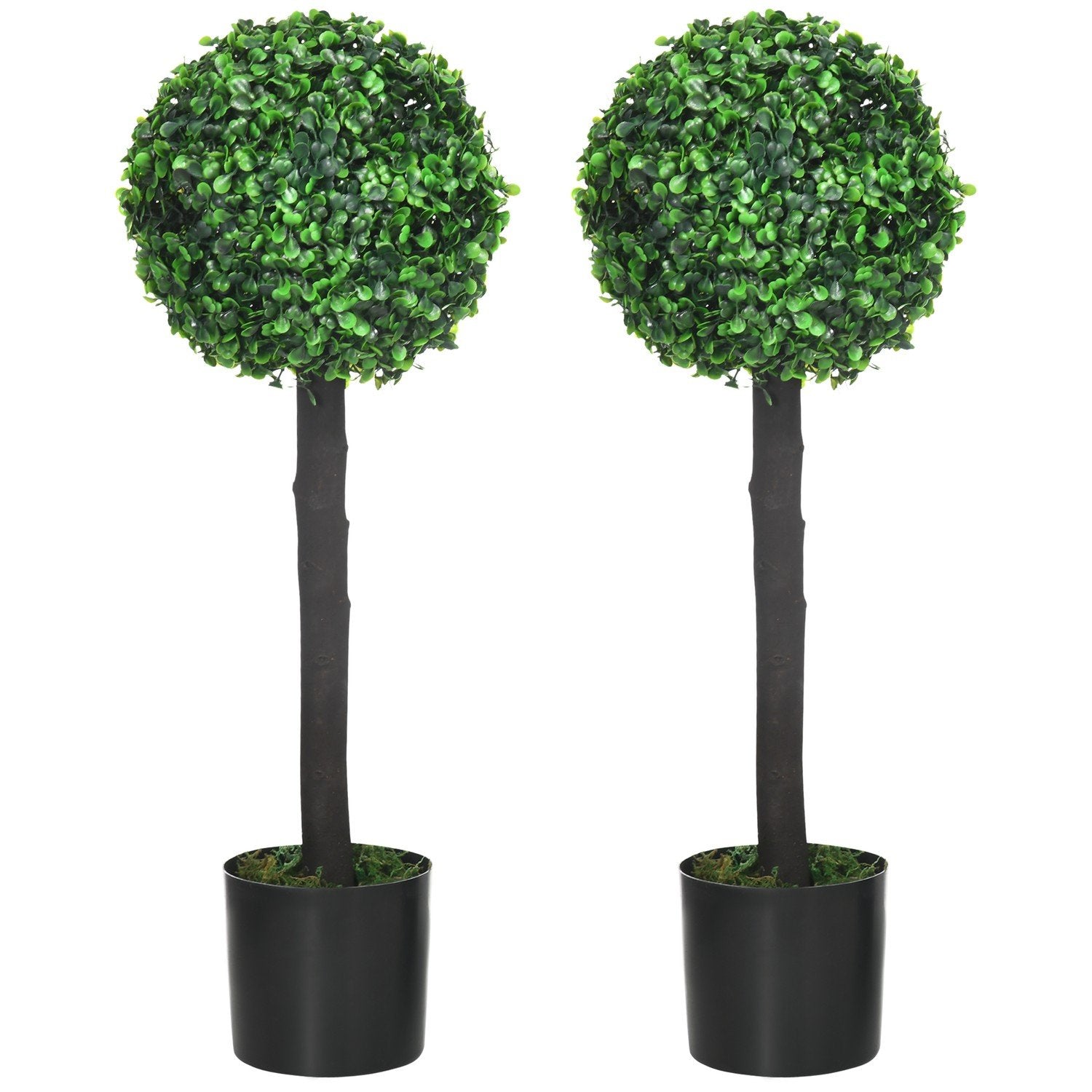 Konstgjorda Växter Set Med 2 Uv-Resistenta Krukväxter 60 Cm Konstgjord Buxbom Med Blomkruka Konstgjord Träd Peva Grön