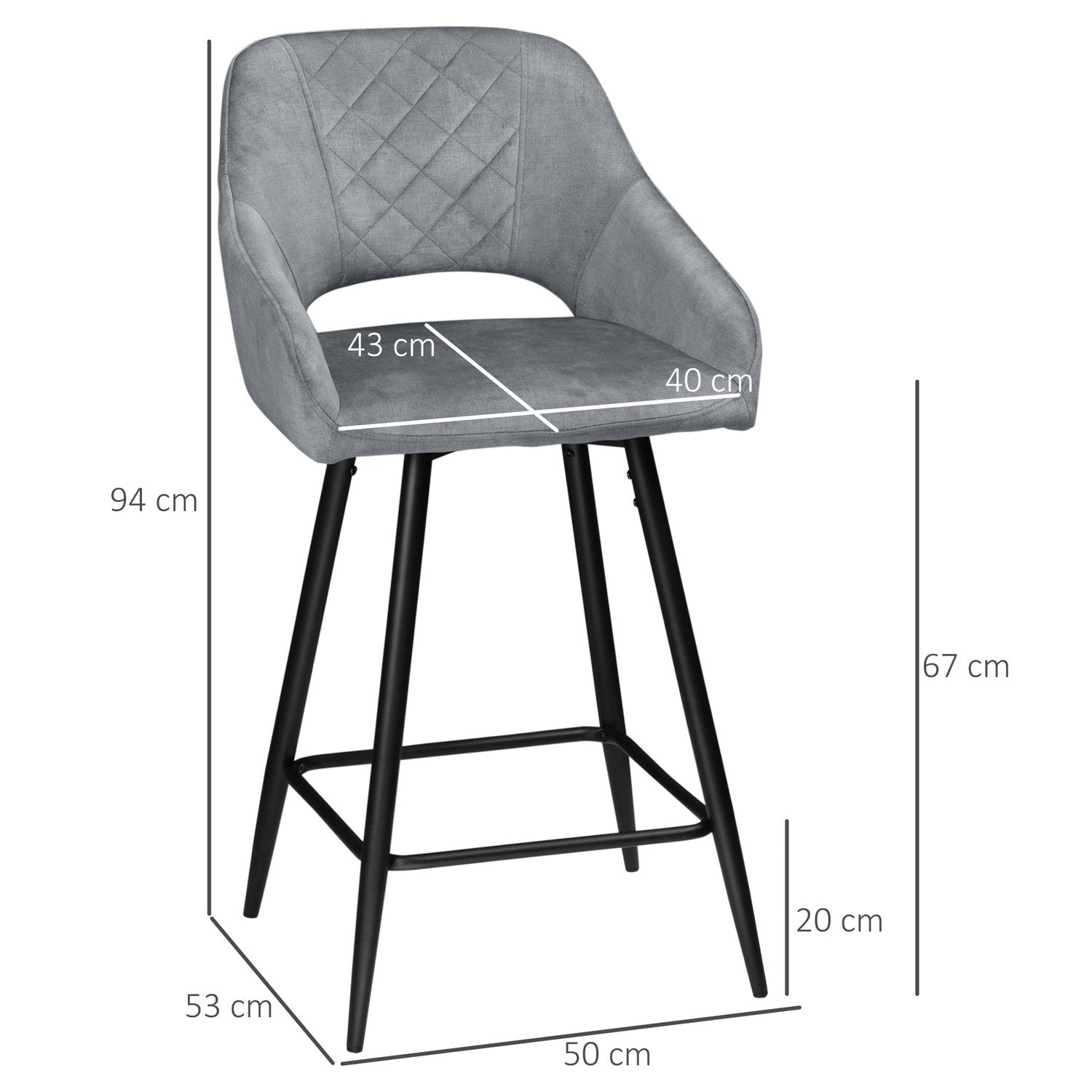 Barstolar Set Med 2 Barstolar Bistropallar Med Fotstöd Sammetslook Köksstol Bänkpall Sätesöverdrag För Köksöarna Stålgrå 50 X 53 X 94 Cm