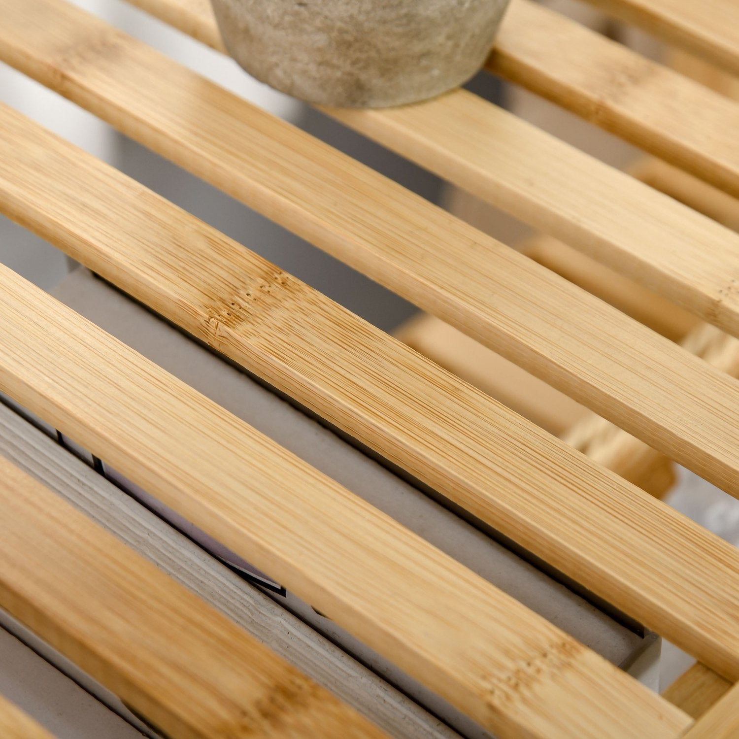 Beach Shelf 4-Vånings Bambu Bokhylla, Kontorshylla, Förvaringshylla, Filhylla, Kökshylla, Naturlig, 62X33X112Cm