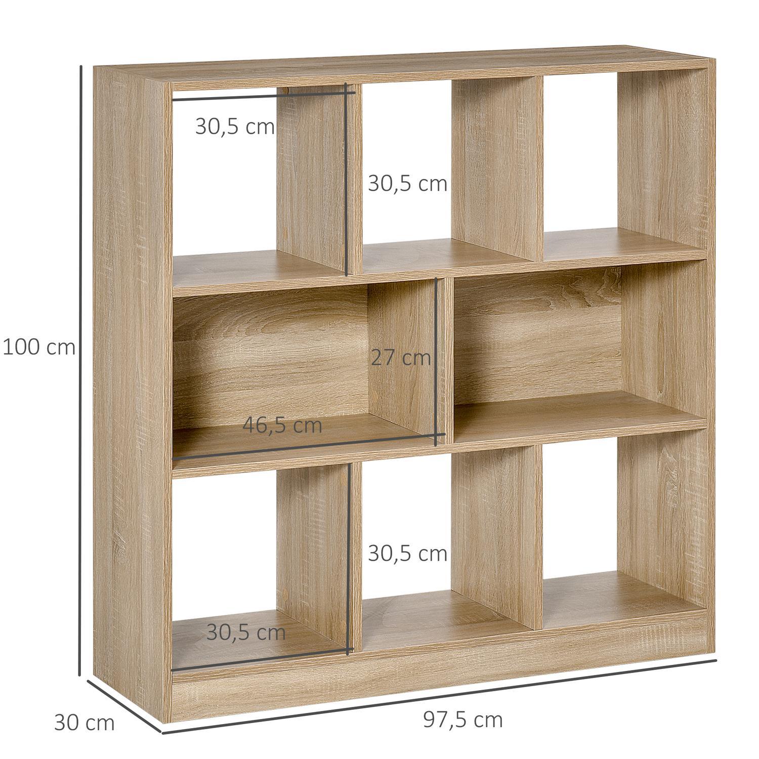 Bokhylla Naturlig 3-Vånings Förvaringshylla, Kontorshylla, Displayhylla För Hemmakontor/Vardagsrum, 97,5X30X100Cm