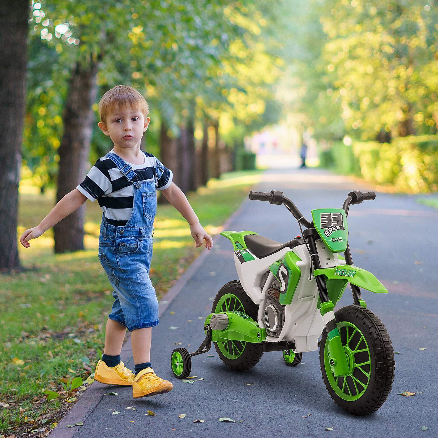 Barns Elektromobil Motorcykel 12V Avtagbara Stödhjul Från 3 År Pp Metall