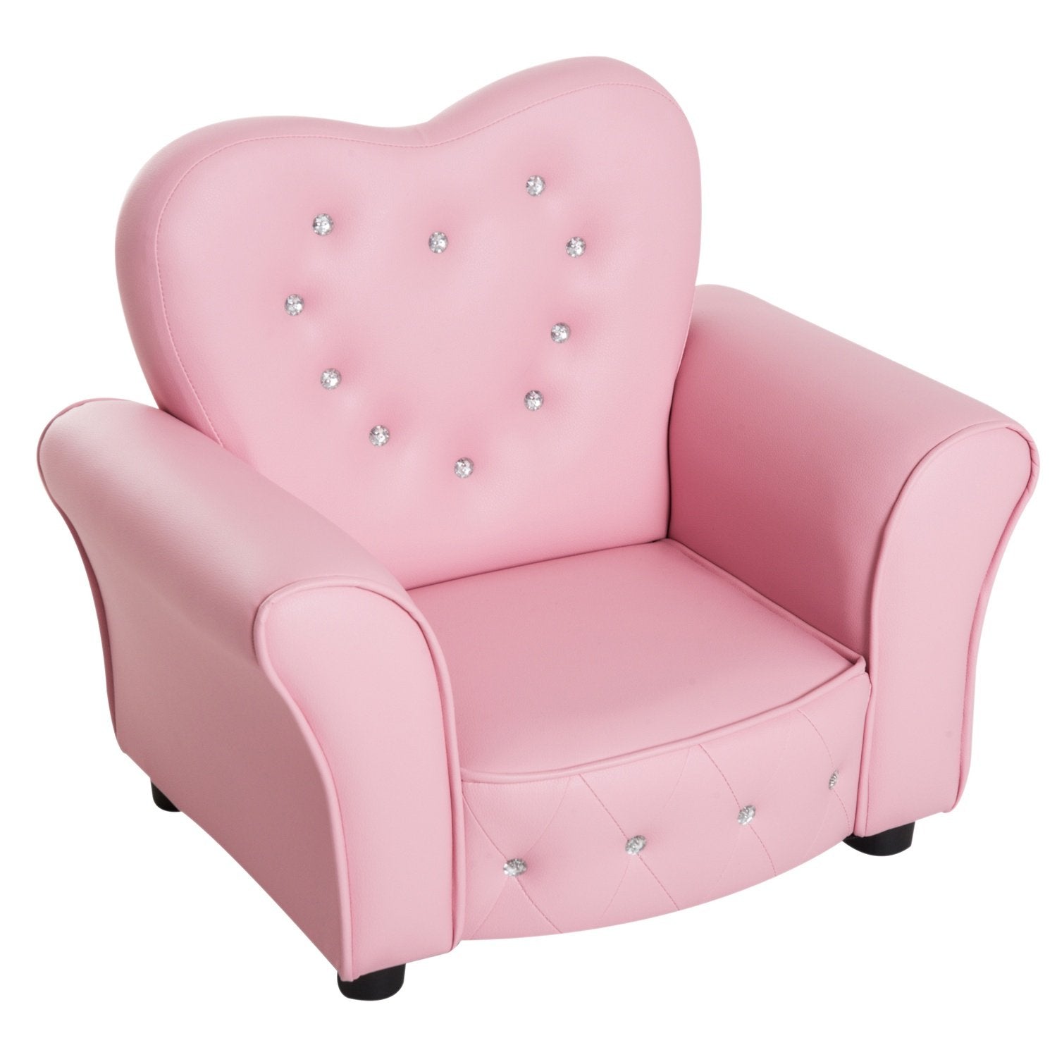 Barnsoffa Princess Hjärtformad Barnfåtölj I Rosa, Mysig Barnrumssoffa, L59Xb41,5Xh49Cm