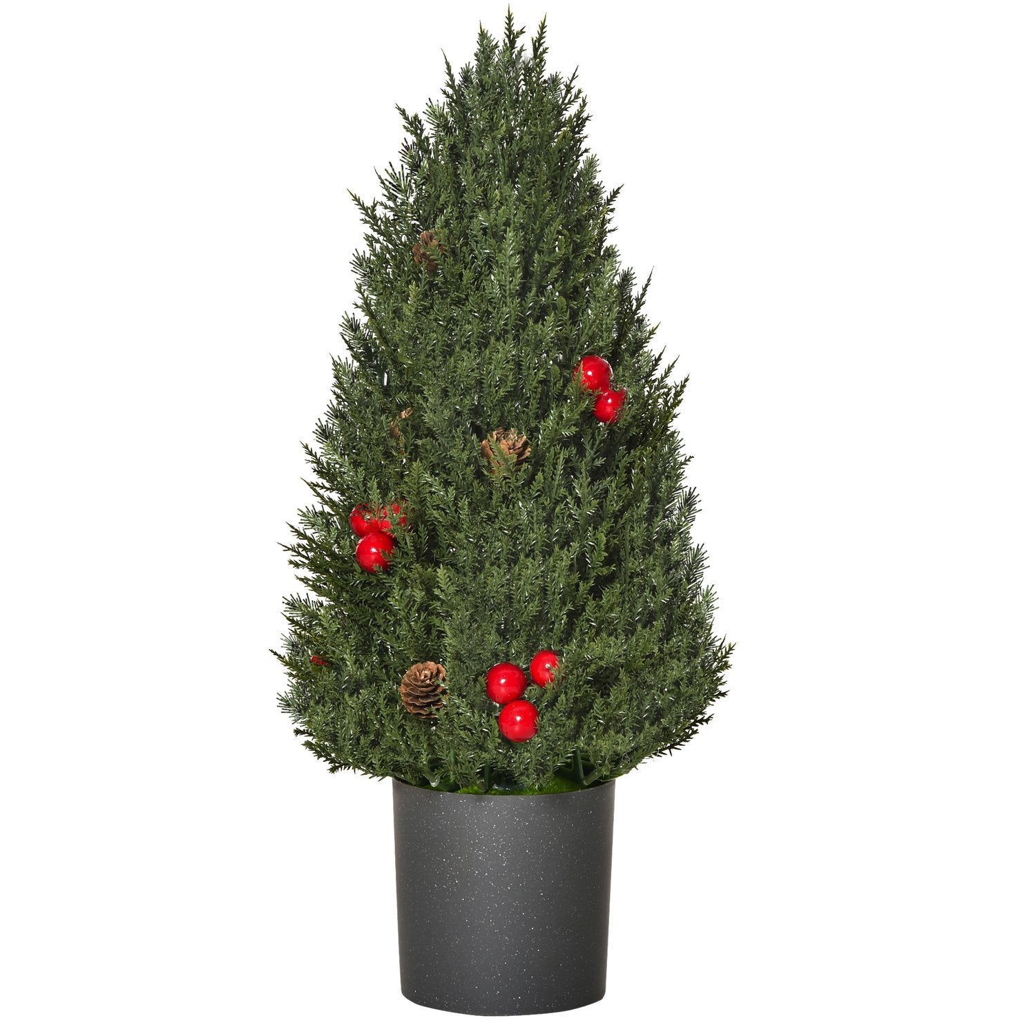 Julgran 50 Cm Julgran Cypress Julgran Med 7 Röda Bär Och 6 Kottar Konstgjord Gran Pvc Pe Grön