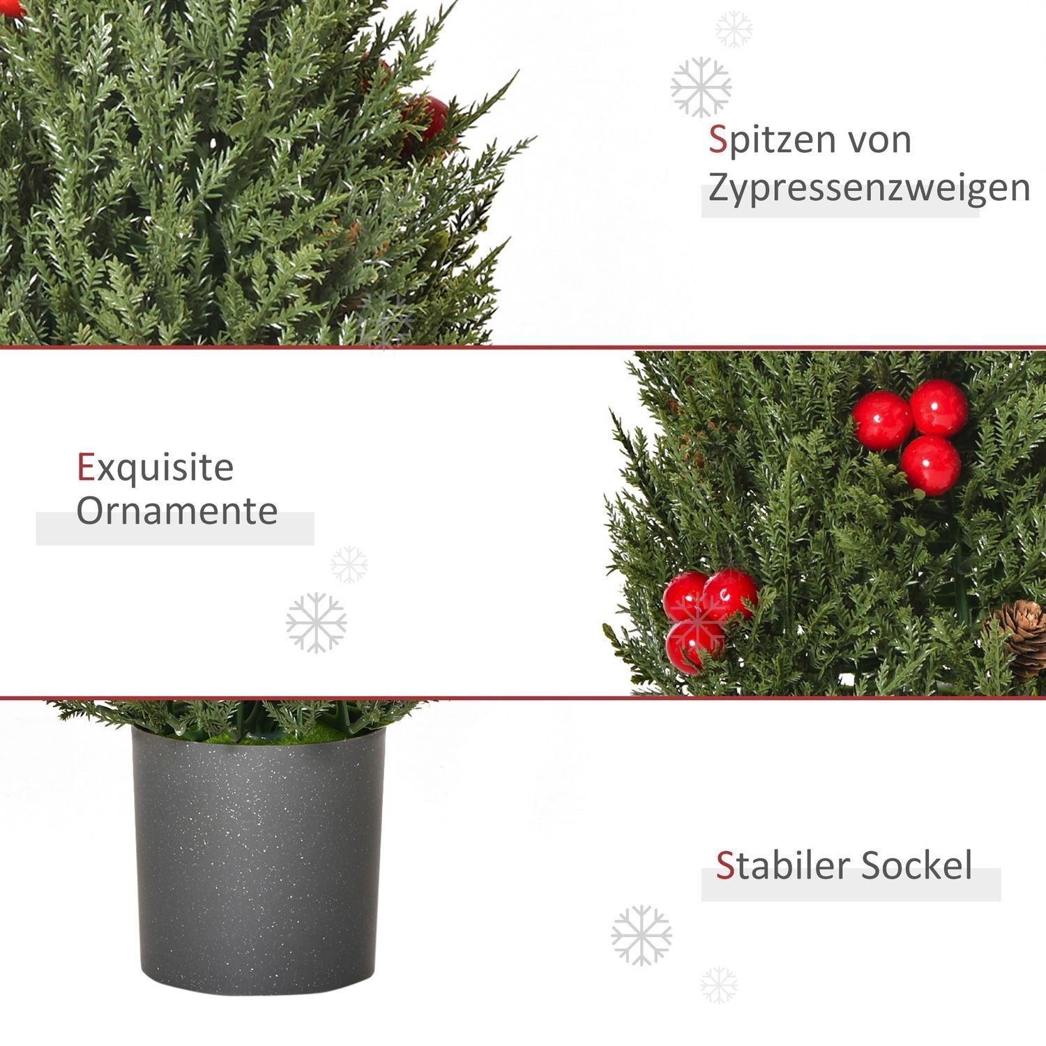 Julgran 50 Cm Julgran Cypress Julgran Med 7 Röda Bär Och 6 Kottar Konstgjord Gran Pvc Pe Grön