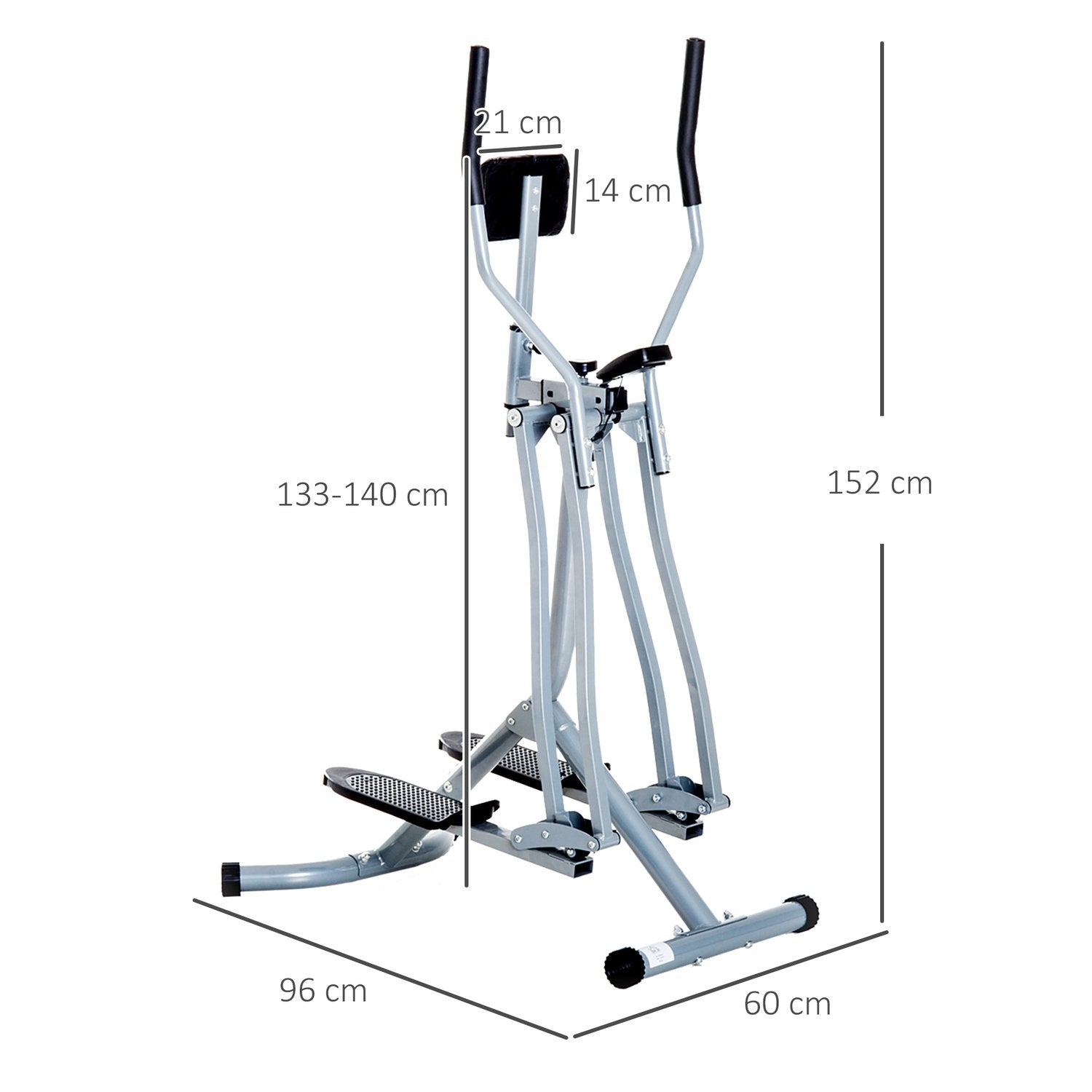 Cross Trainer Elliptical Trainer Ergometer Motionscykel Med Lcd-Skärm, Stål, Silver, 96X60X152Cm