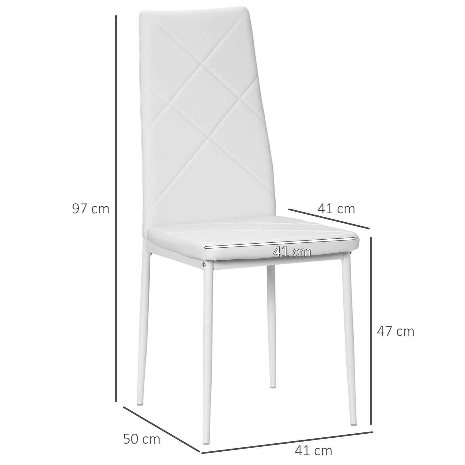 Matsalsstolar, Set Med 4 Köksstolar, Vadderade Matsalsstolar, Matstol, Stoppad Stol Med Stålben, Konstläder, Vit