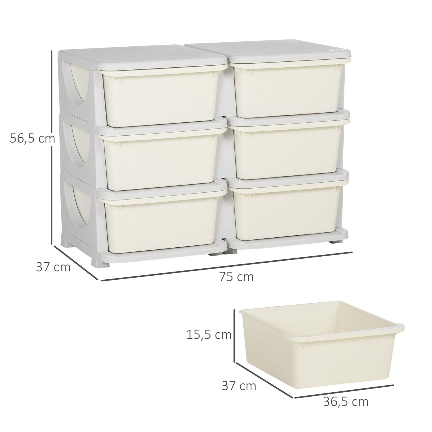 Lådskåp För Barn Förvaringslådor Med 6 Nivåer, Toy Box Leksaksarrangör Barnmöbler För 3-6 År Barnkräm