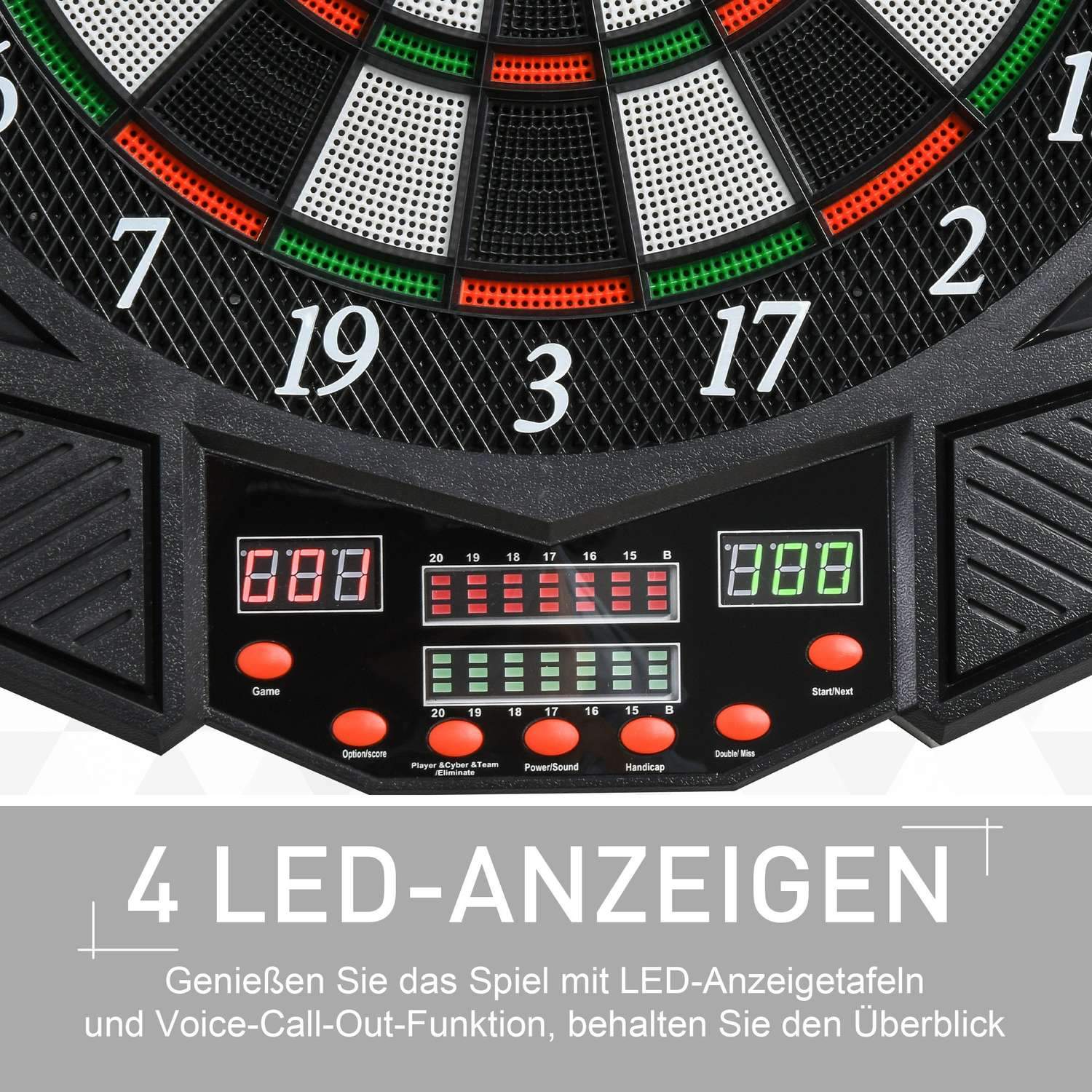 Elektronisk Darttavla Med Dörr Inkl 4 Led 216 Spel 12 Pilar Upp Till 8 Spelare Abs + Pp 49 X 54,6 X 5,5 Cm.