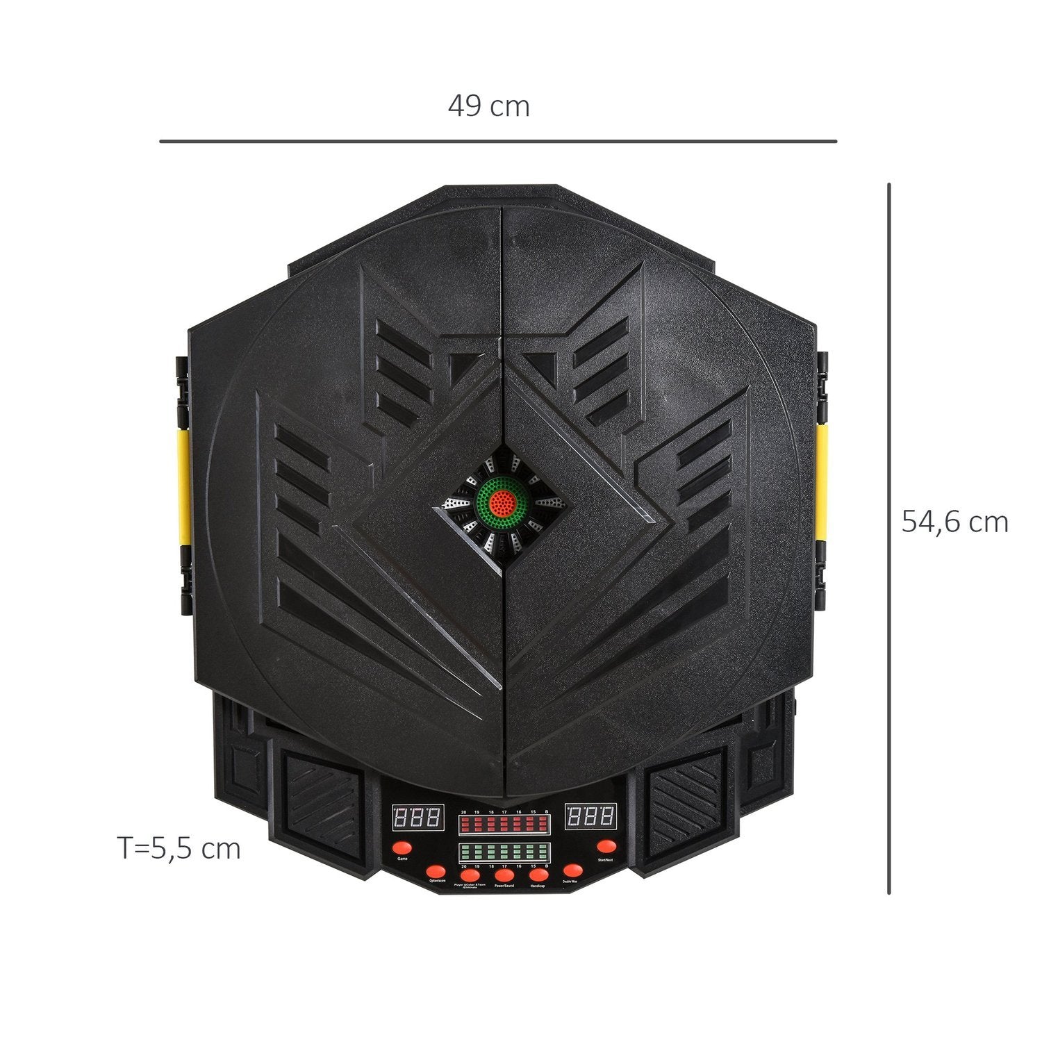 Elektronisk Darttavla Med Dörr Inkl 4 Led 216 Spel 12 Pilar Upp Till 8 Spelare Abs + Pp 49 X 54,6 X 5,5 Cm.