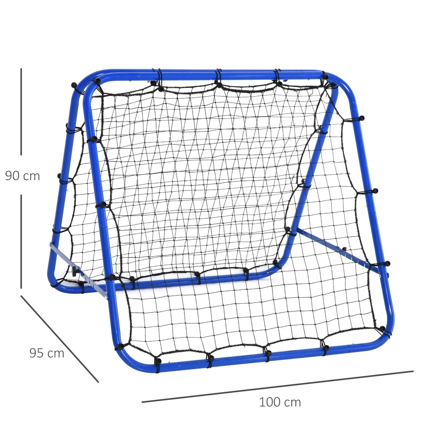 Football Rebounder Kickback Goal Rebound Wall Net Dubbelsidig Rebound Justerbar I 5 Nivåer Stålblå 100 X 95 X 90 Cm