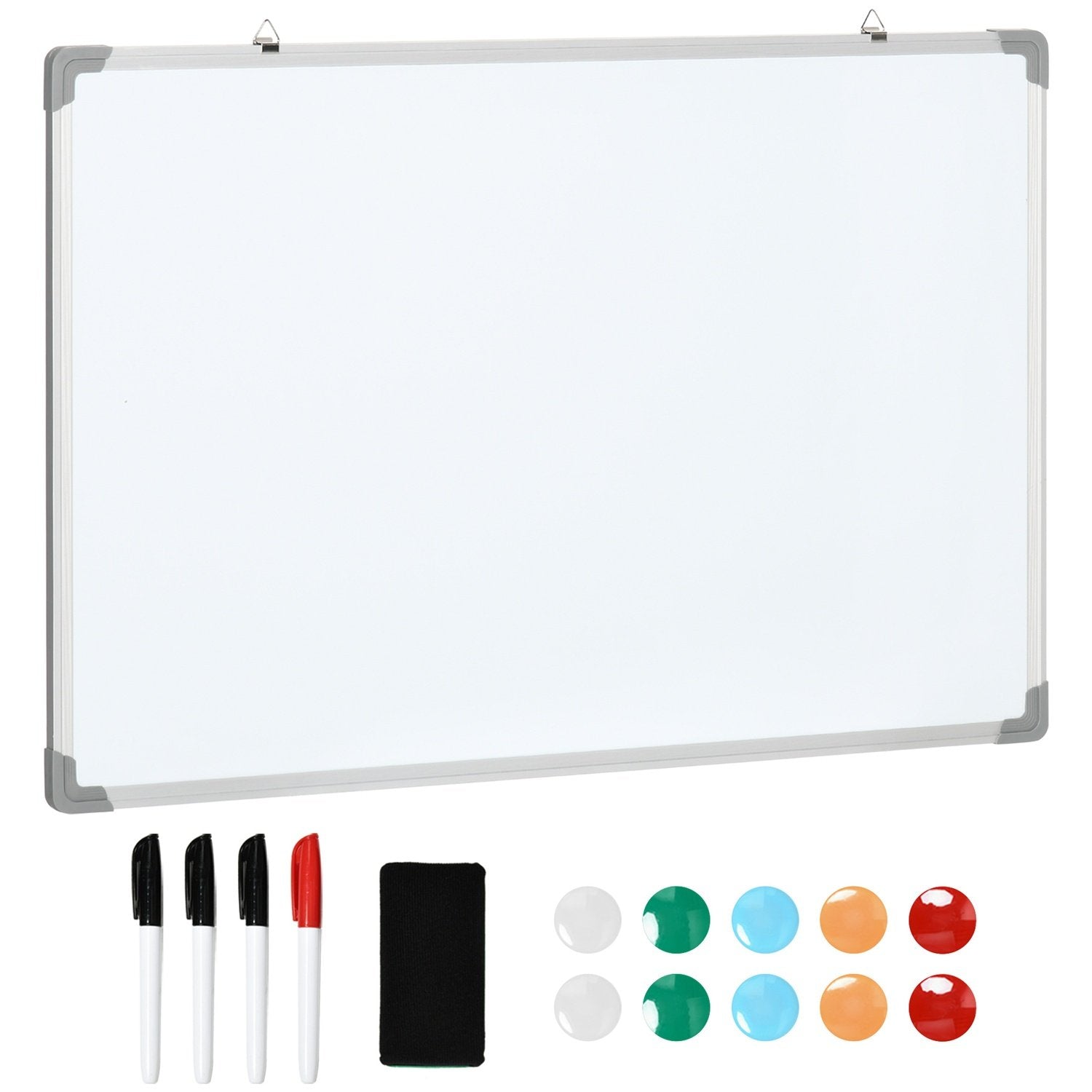 Magnetisk Whiteboardtavla Med 4 Pennor, 1 Svamp, 10 Magneter, Torrservett, Vit