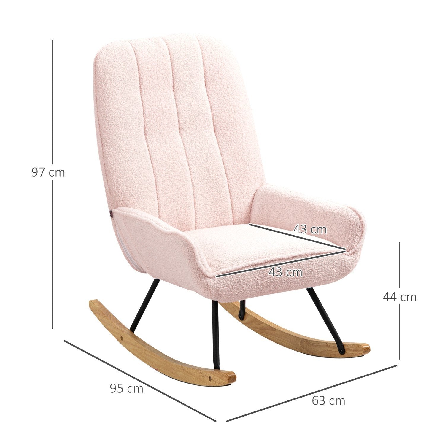 Gungstol Vadderad Relax-Stol Med Sherpa Fleece, Rosa, Upp Till 150 Kg, Mysig Gungstol, 63X95X97Cm