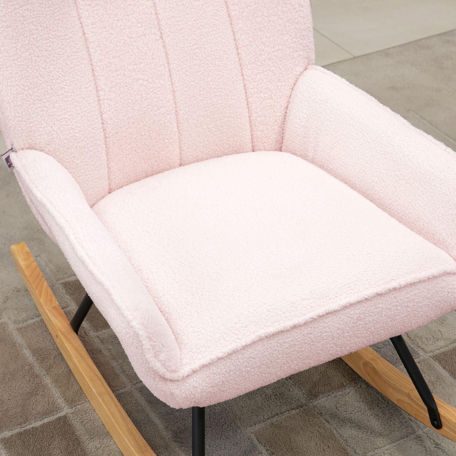 Gungstol Vadderad Relax-Stol Med Sherpa Fleece, Rosa, Upp Till 150 Kg, Mysig Gungstol, 63X95X97Cm