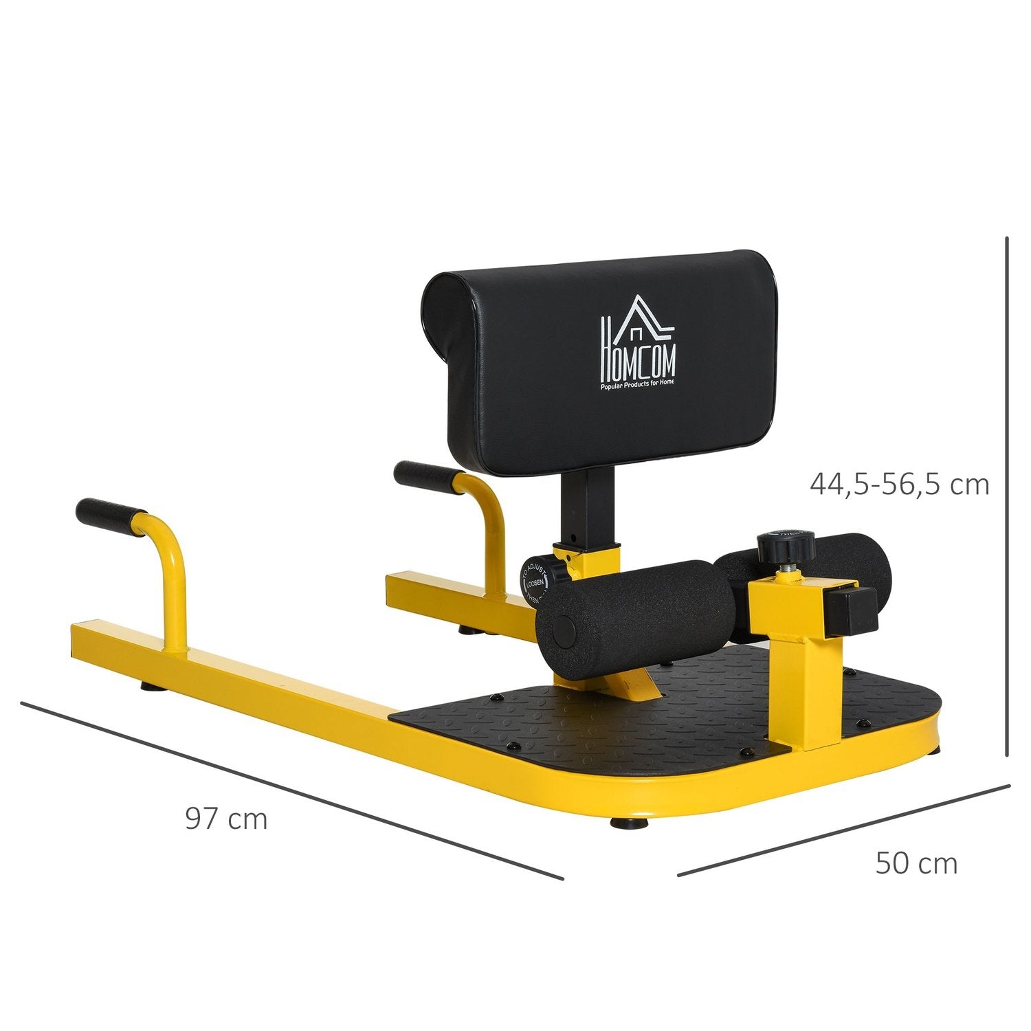 Sissy Squat Squat Trainer Ben Trainer Buktränare 3 In 1 Trainer Justerbar Upp Till 120 Kg Stål Gul + Svart 50 X 97 X (44,5-56,5) Cm