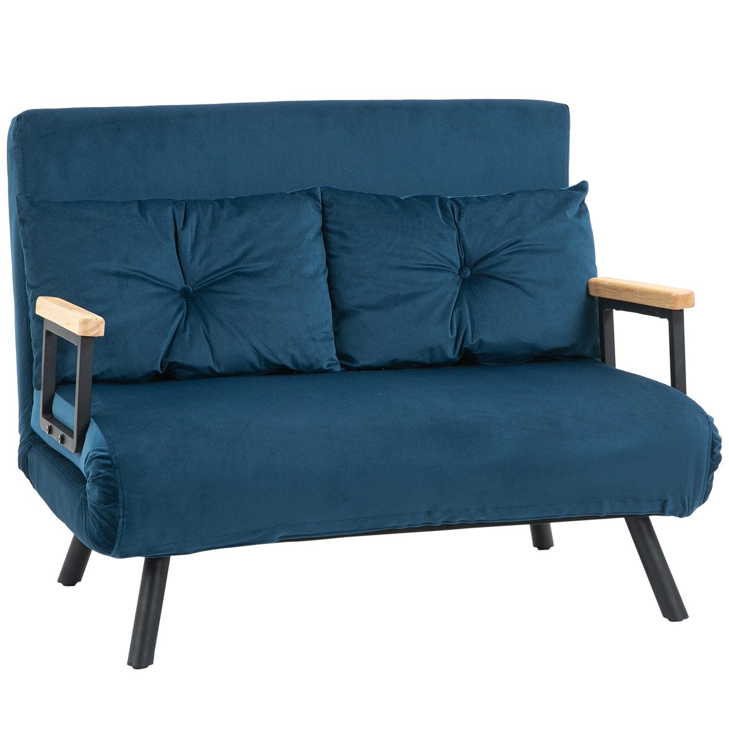 Bäddsoffa Relax Stol Säng Funktion Fällsoffa Sammet Ryggkudde Justerbart Ryggstöd Blå 102X73X81Cm