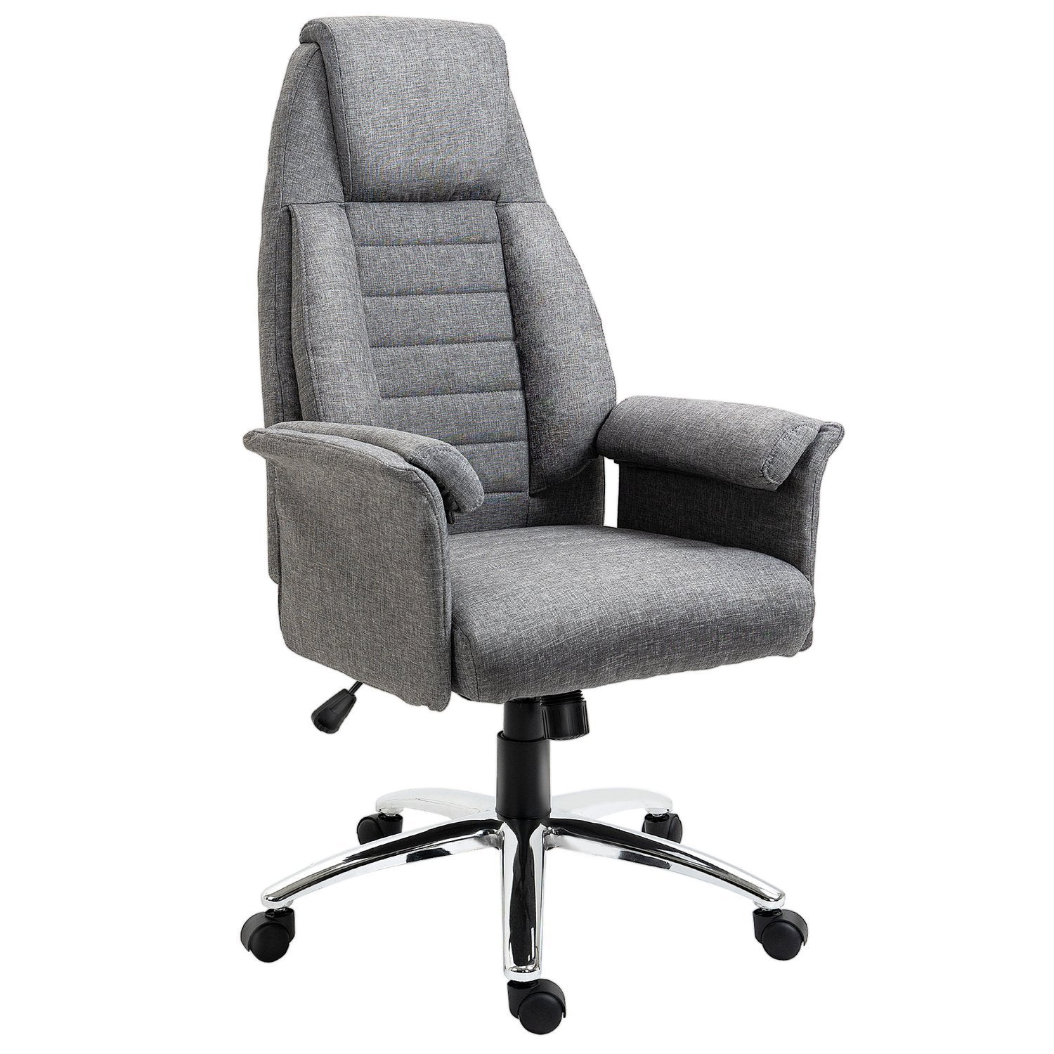 Swivel Chair Executive Chair Kontorsstol Skrivbordsstol Höjdjusterbart Tyg + Metall 68 X 69 X 116-126 Cm (Grå)