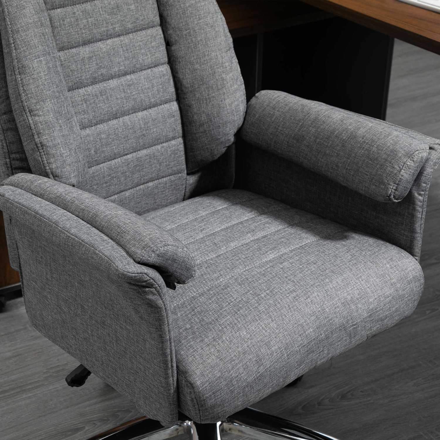 Swivel Chair Executive Chair Kontorsstol Skrivbordsstol Höjdjusterbart Tyg + Metall 68 X 69 X 116-126 Cm (Grå)