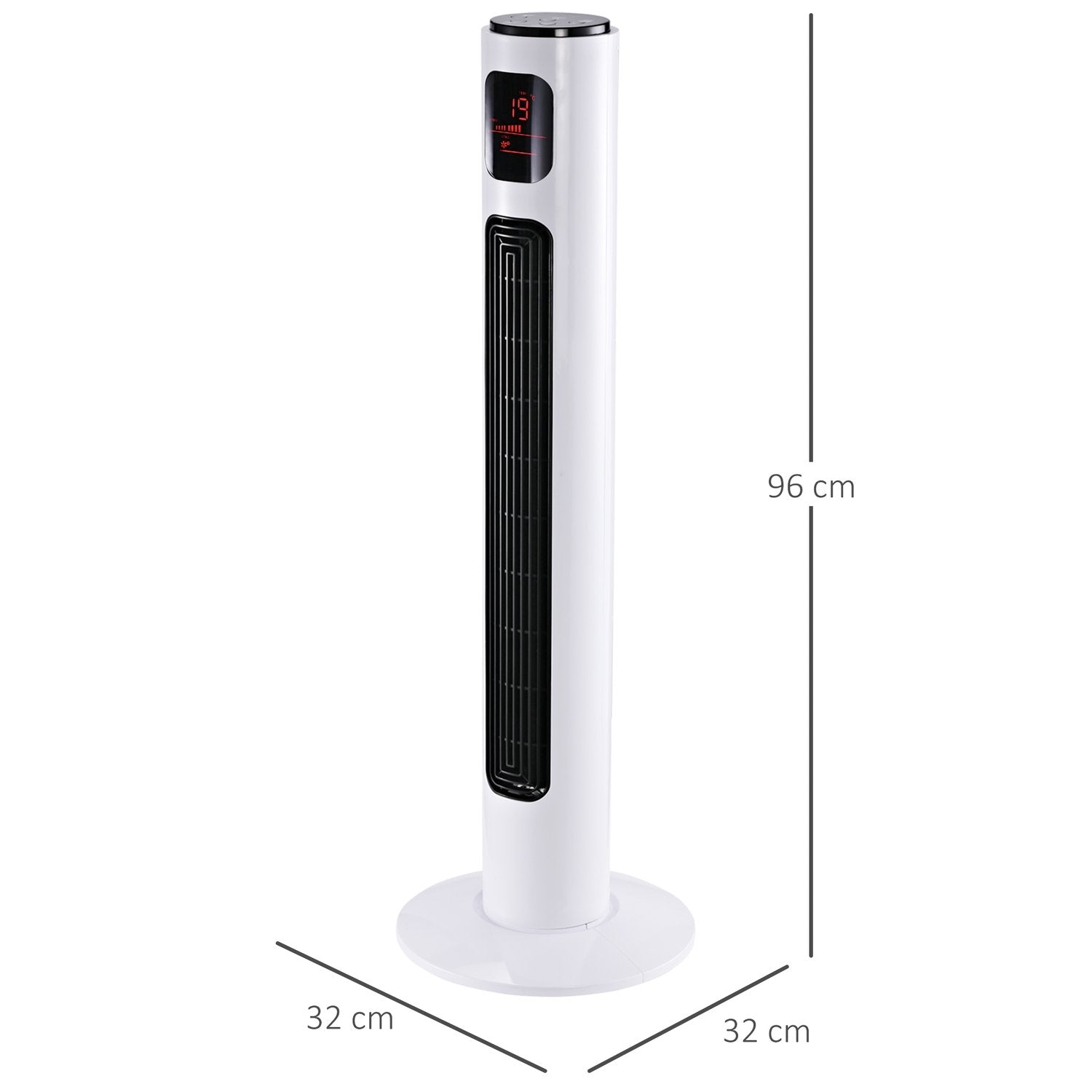 Tower Fläkt 70° Oscillerande Piedestal Fläkt 96Cm 45W 3 Lägen Abs Plast Vit+Svart