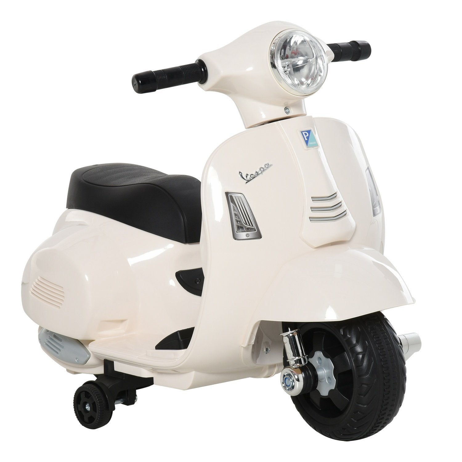 Vespa Elmotorcykel Barnmotorcykel, 18-36 Månader, 3 Km/H, Led Ljus & Ljud, Pp Plast & Metall, Vit, 66,5X38X52Cm