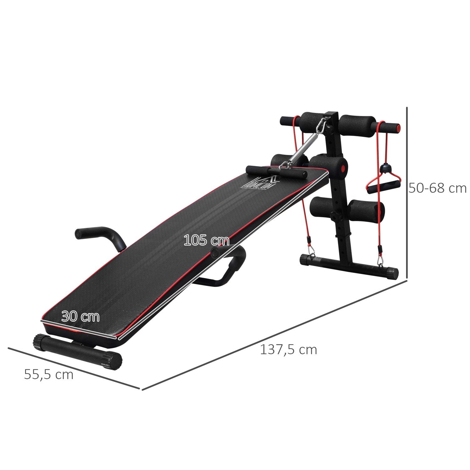 Magtränar Träningsbänk Sitta Upp Bänk Motståndsband Justerbara Upp Till 120Kg 37,5X55,5X50-68Cm