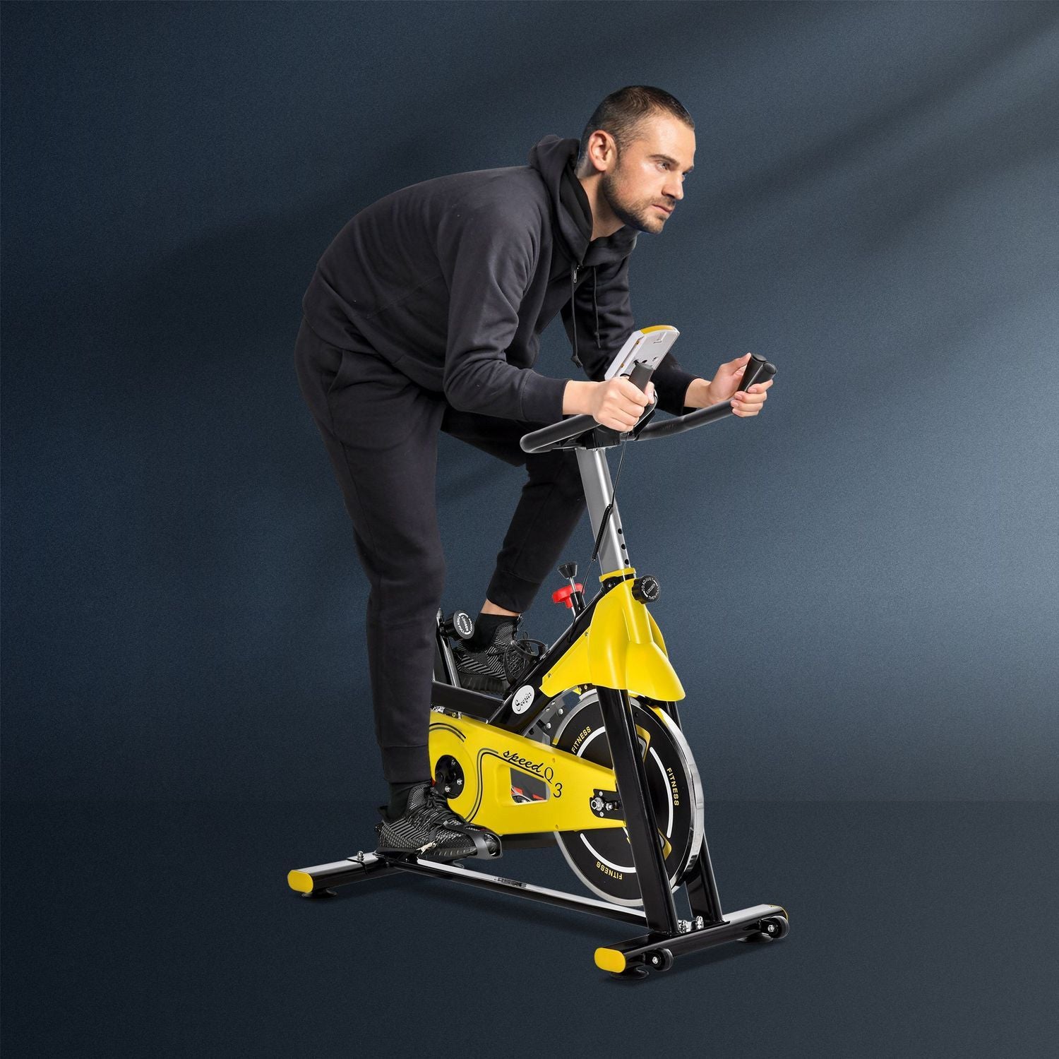 Cykeltränare, Höj- Och Sänkbar Motionscykel, Fitnesscykel, Rulltränare Med Remdrift, Lcd-Display, Stål Abs, 50X100X101-113 Cm