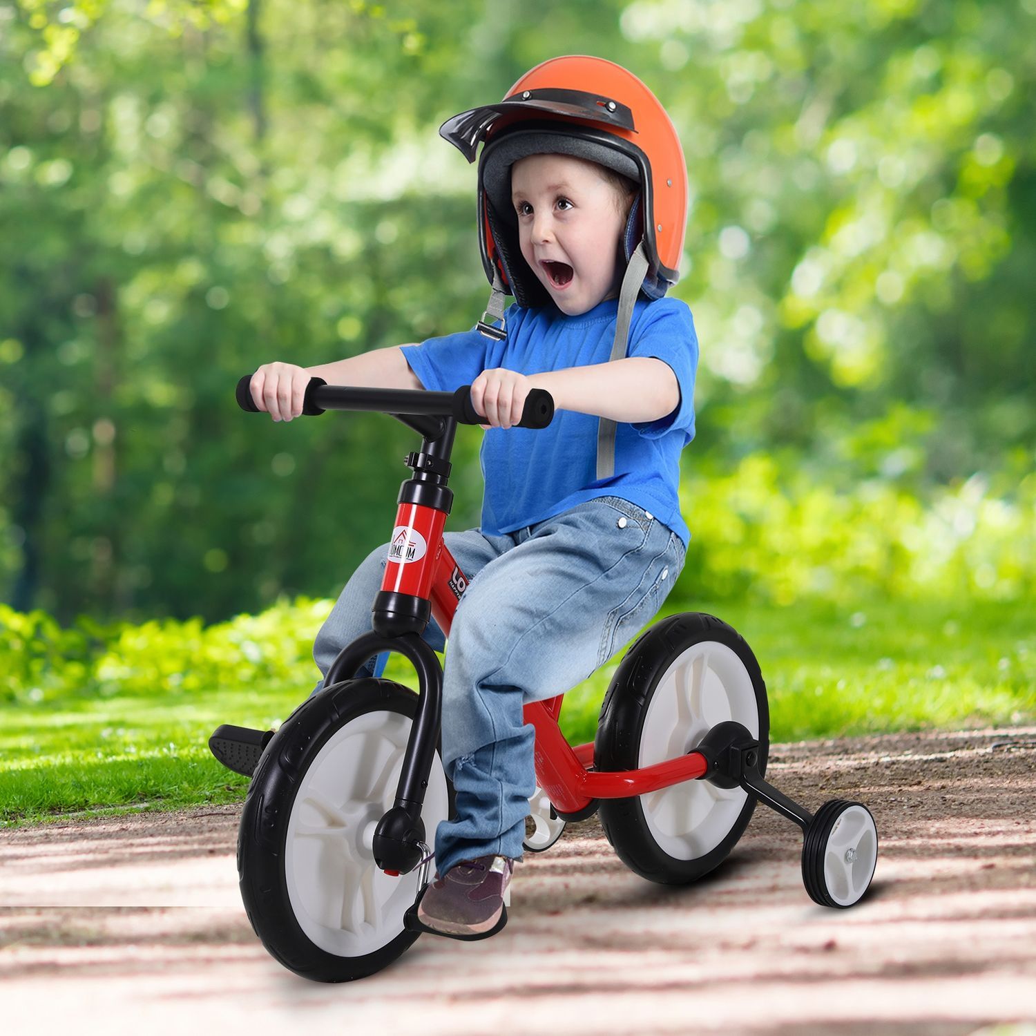 Barncykel Balanscykel Med Träningshjul Och Pedaler, 2-5 År, Sitshöjd Justerbar, Pp, Röd