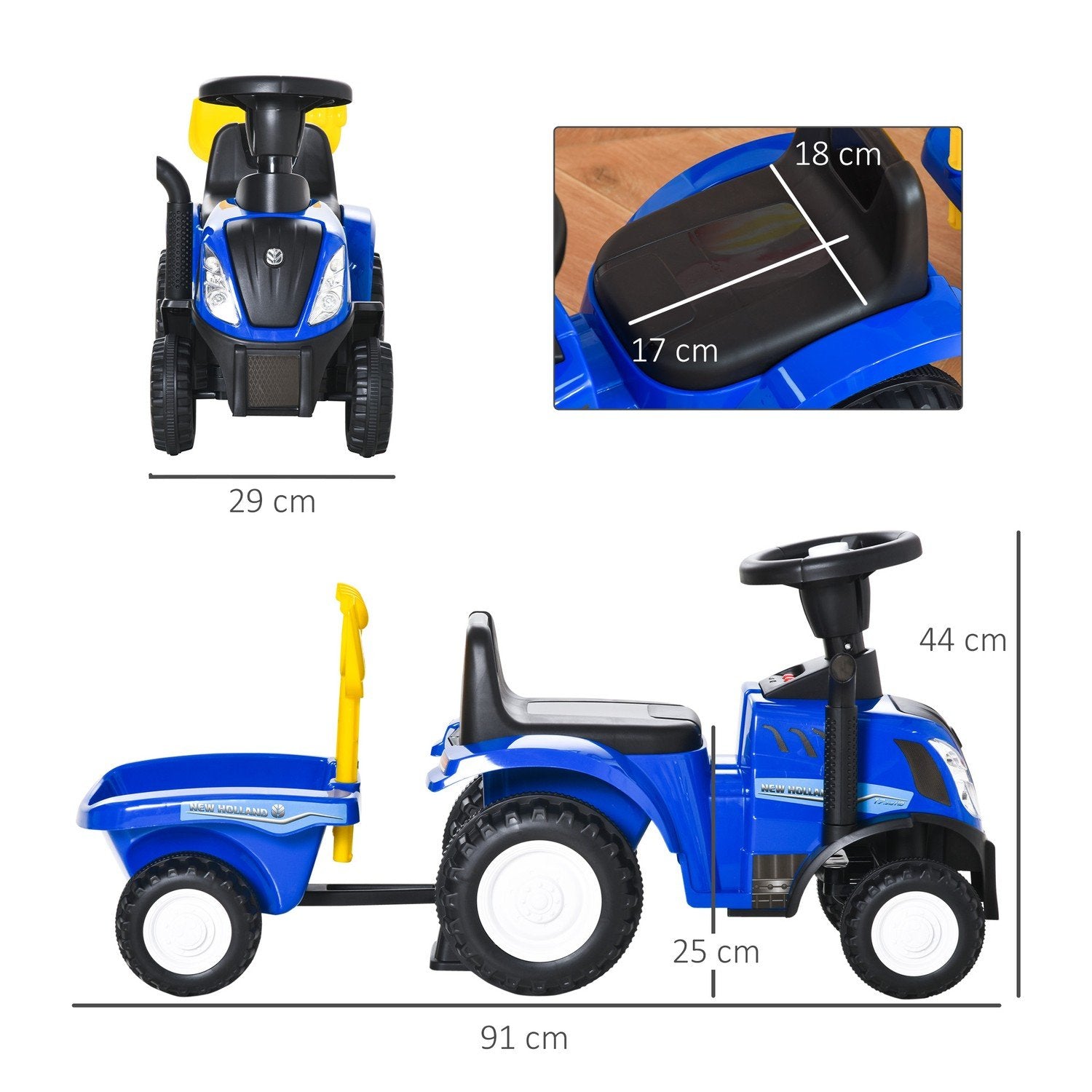 Barnbil Barnbil Åkbil New Holland Åkbil Klassisk Bil Gånghjälp Med Horn Plast Metall Blå