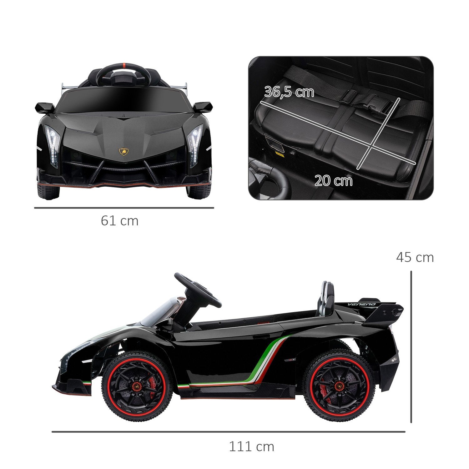 Barnbil 12V Barnbil Med Display, Fjärrkontroll, Barnfordon Med Bluetooth, Elfordon Med Musikfunktion, Barnfordon, För 3-6 År Barn, 3-7 Km/H, Svart