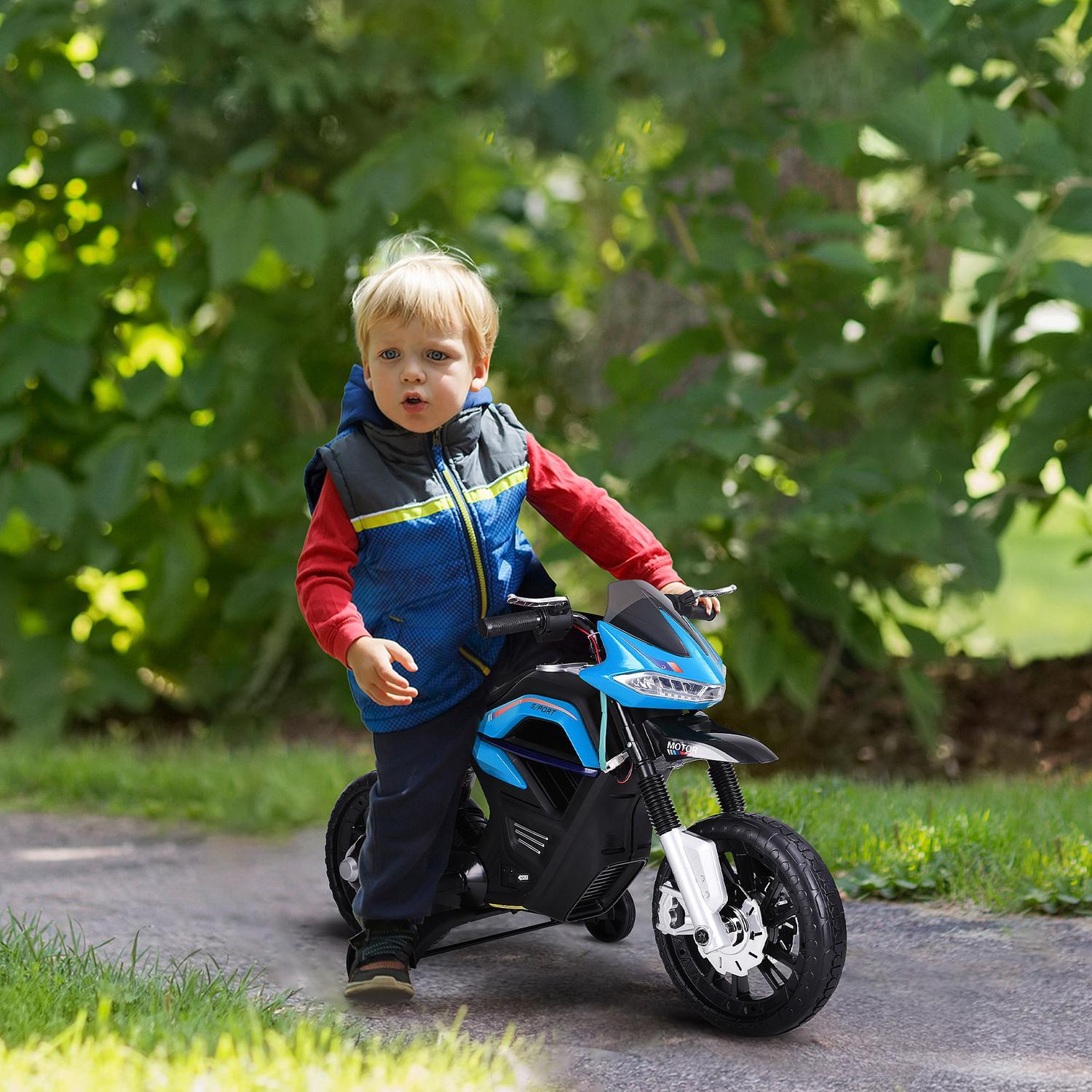 Barnmotorcykel Barnelmotorcykel För Barn 3-6 År Lätt Musik Mp3 Elfordon Med Träningshjul Max 3 Km/H Metall + Plast