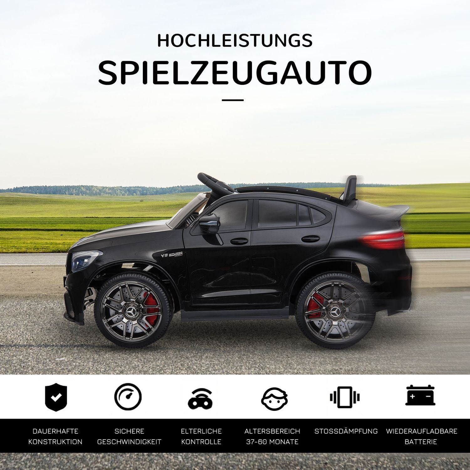 Barnfordon Mercedes-Benz Amg Gla45 Licensierad Elbil Med Fjärrkontroll 2 X 35W Motorer Mp3 Säkerhetsbälte 37-60 Månader Svart