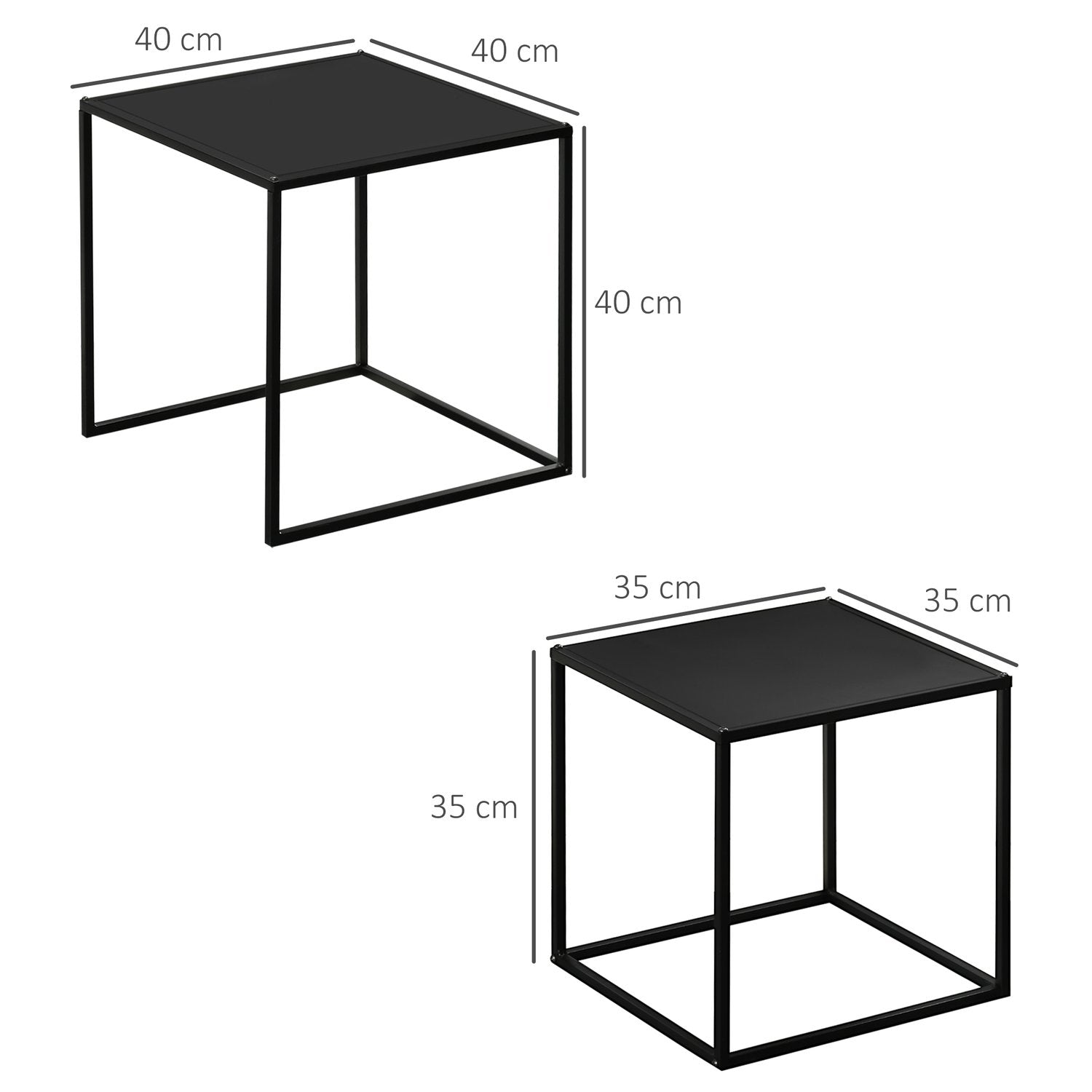 Soffbordsset Med 2 Sidobord I Modern Design, Stålstomme, Upp Till 10 Kg, Svart, 120X59X45Cm