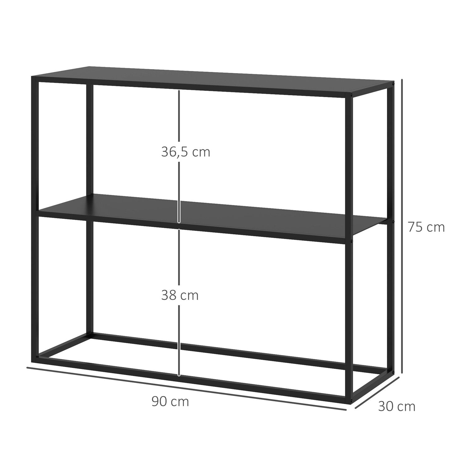 Konsolbord Med 2 Plan, Hallbord, Sidobord Av Stål, Med Spetsskydd, 90X30X75 Cm