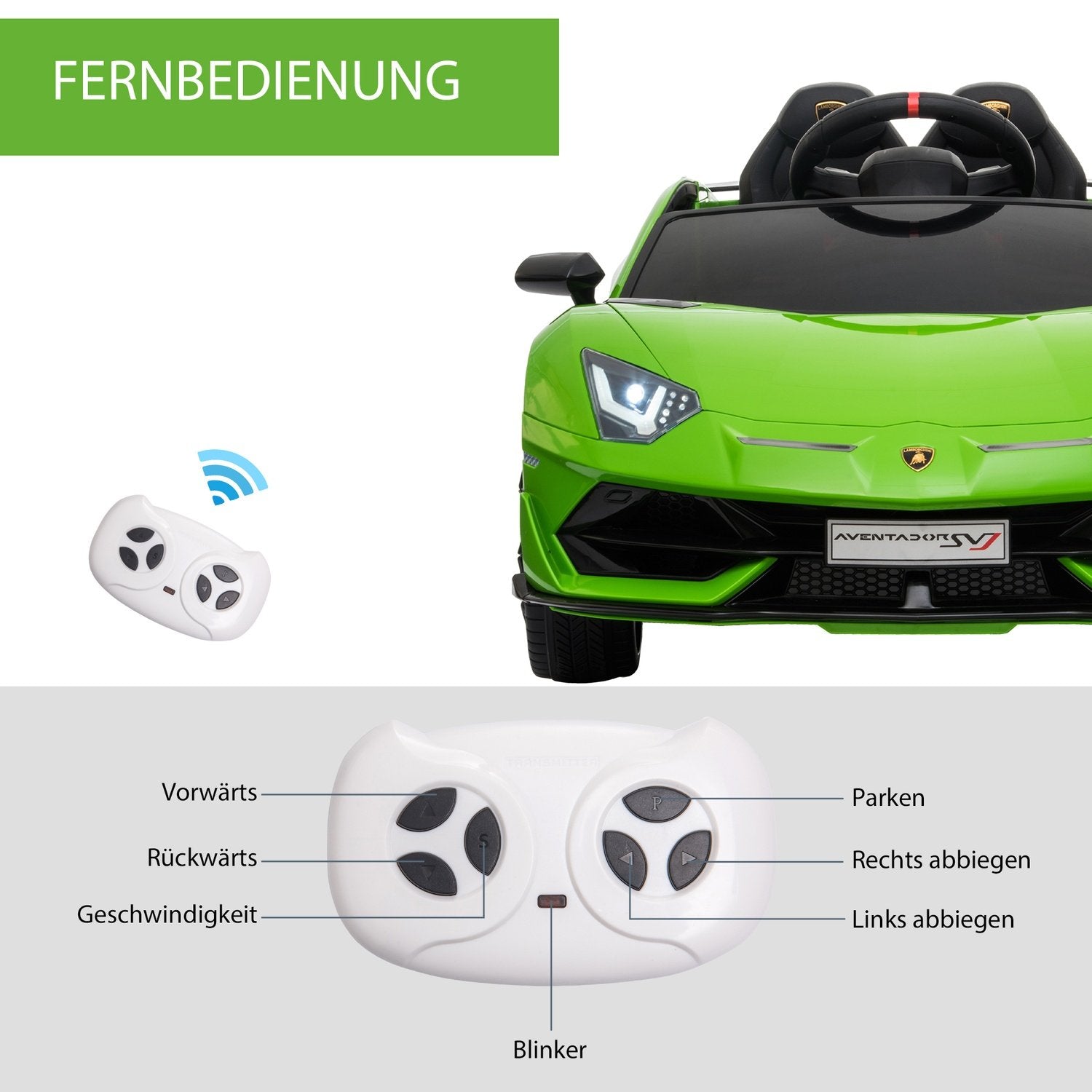 Elbil Lamborghini Barnelbil, 3-8 År, Med Fjärrkontroll, 2 X 550 Motorer, Mp3/Usb, Ljus & Musik