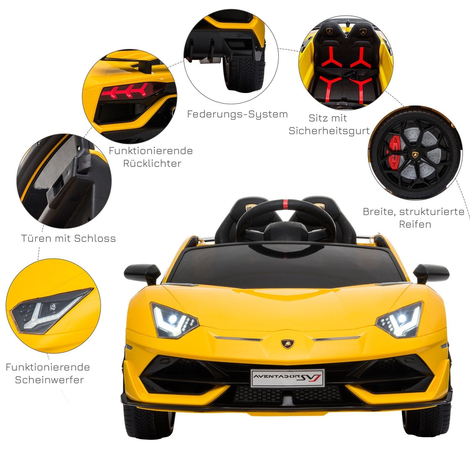 Elektrisk Barnbil Med Fjärrkontroll Lamborghini Svj Licensierad För 3-8 År 2 X 550 Motorer Mp3/Usb Ljus Musik Gul 123 X 66,5 X 45,5 Cm