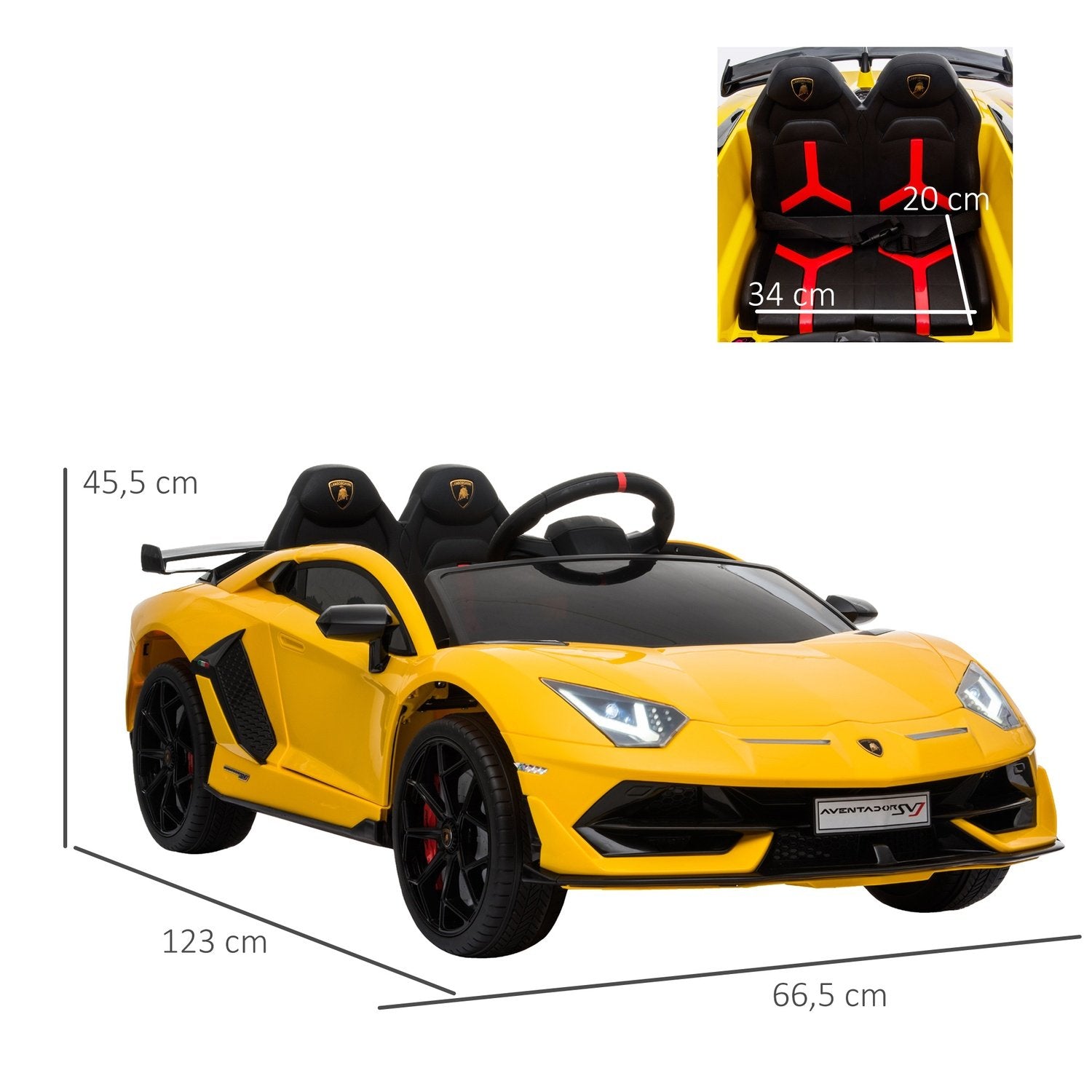 Elektrisk Barnbil Med Fjärrkontroll Lamborghini Svj Licensierad För 3-8 År 2 X 550 Motorer Mp3/Usb Ljus Musik Gul 123 X 66,5 X 45,5 Cm