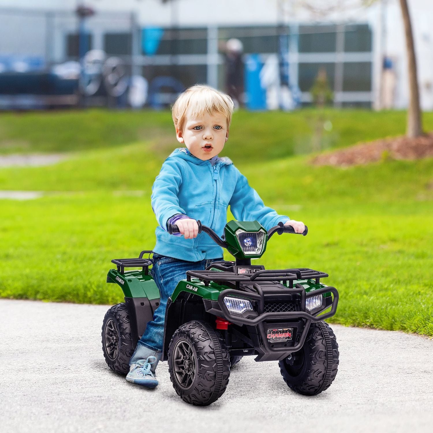 Elektrisk Fyrhjuling För Barn, Elektrisk Fyrhjuling Med Led Och Musik, För Barn Från 3 År Och Uppåt, Barnmotorcykel, Svart + Grön, 88 X 45 X 50 Cm