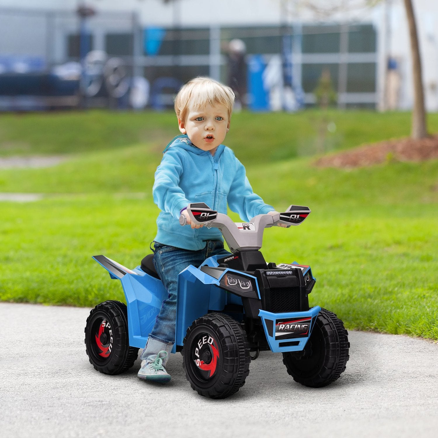 Elektrisk Fyrhjuling För Barn, Miniel Fyrhjuling Med Framåt- Och Backfunktioner, 6 V Elfordon För Barn 1,5-3 År, 2,5 Km/H, Blå