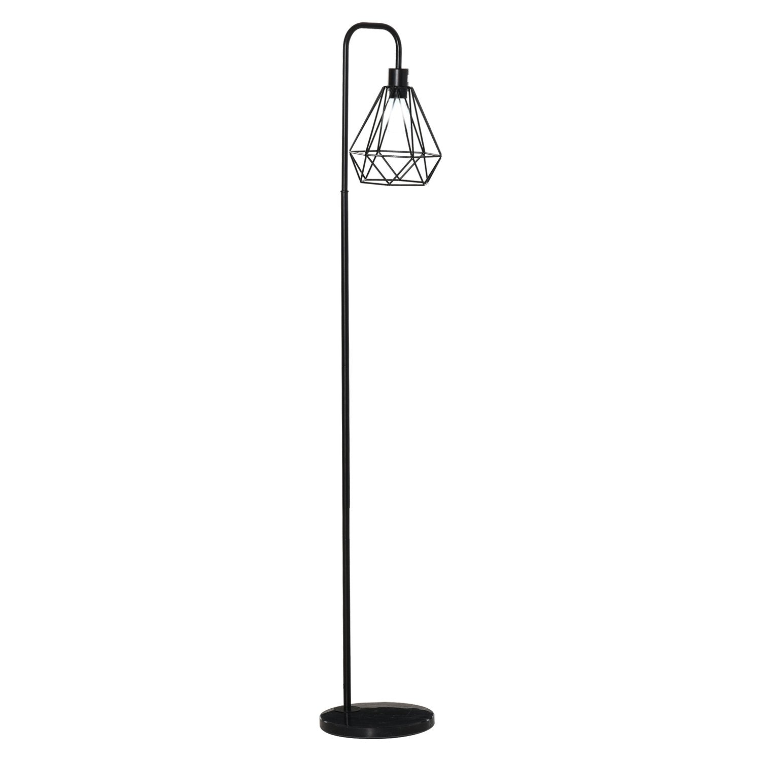 Golvlampa I Industriell Stil, Elegant Golvlampa Med E27 Sockel För Sovrum Och Matsal, Stål, Marmor, Svart, Ø25 X 152H Cm