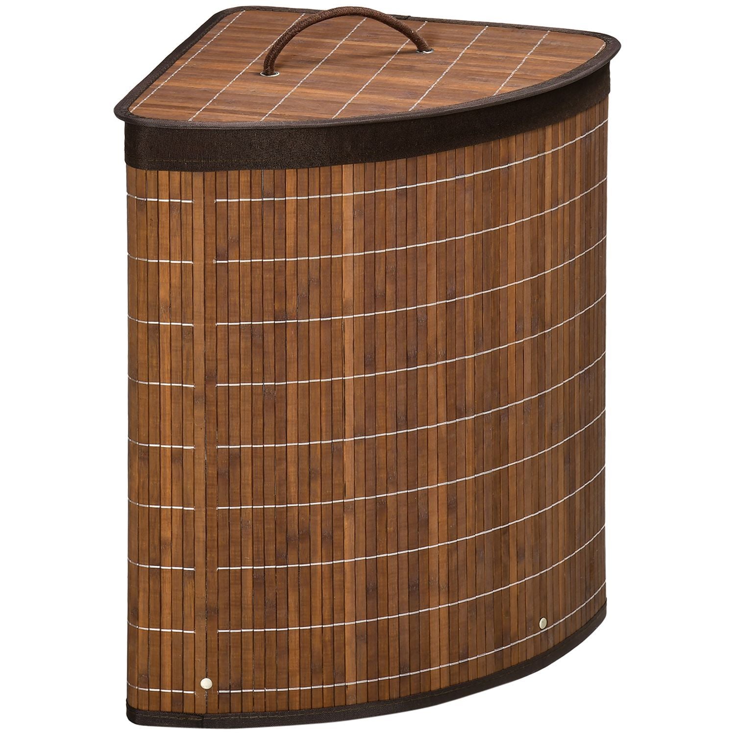 Tvättkorg 55L Tvättkorg Tvättlåda Med Lock, Handtag, Tvättkorgsuppsamlare, Tvättsorterare Med Avtagbar Tvättpåse, Bambu, Brun