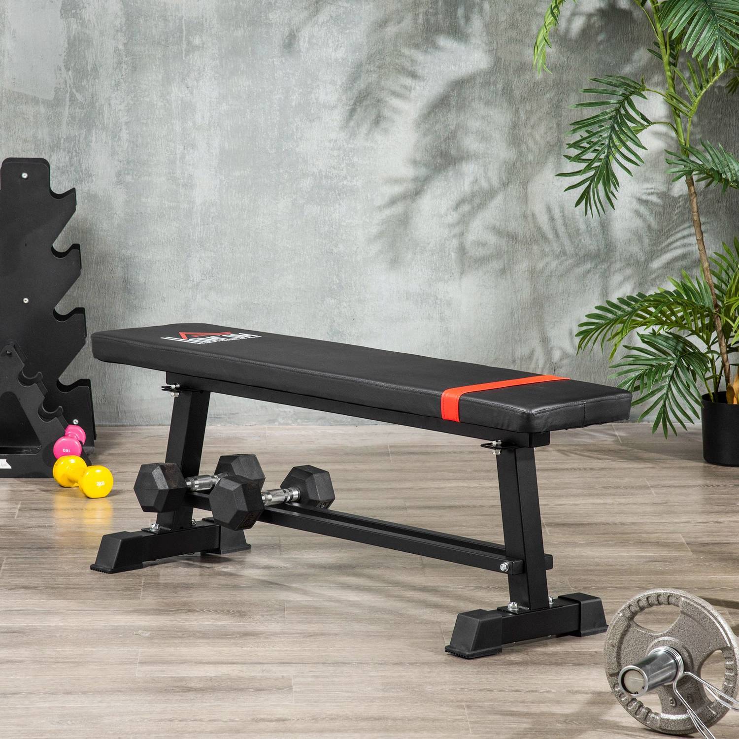 Multifunktionell Viktbänk, Multigym, Vikt Upp Till 150 Kg, Träningsbänk, Metall, Konstläder, Svart, 118 X 36 X 44 Cm