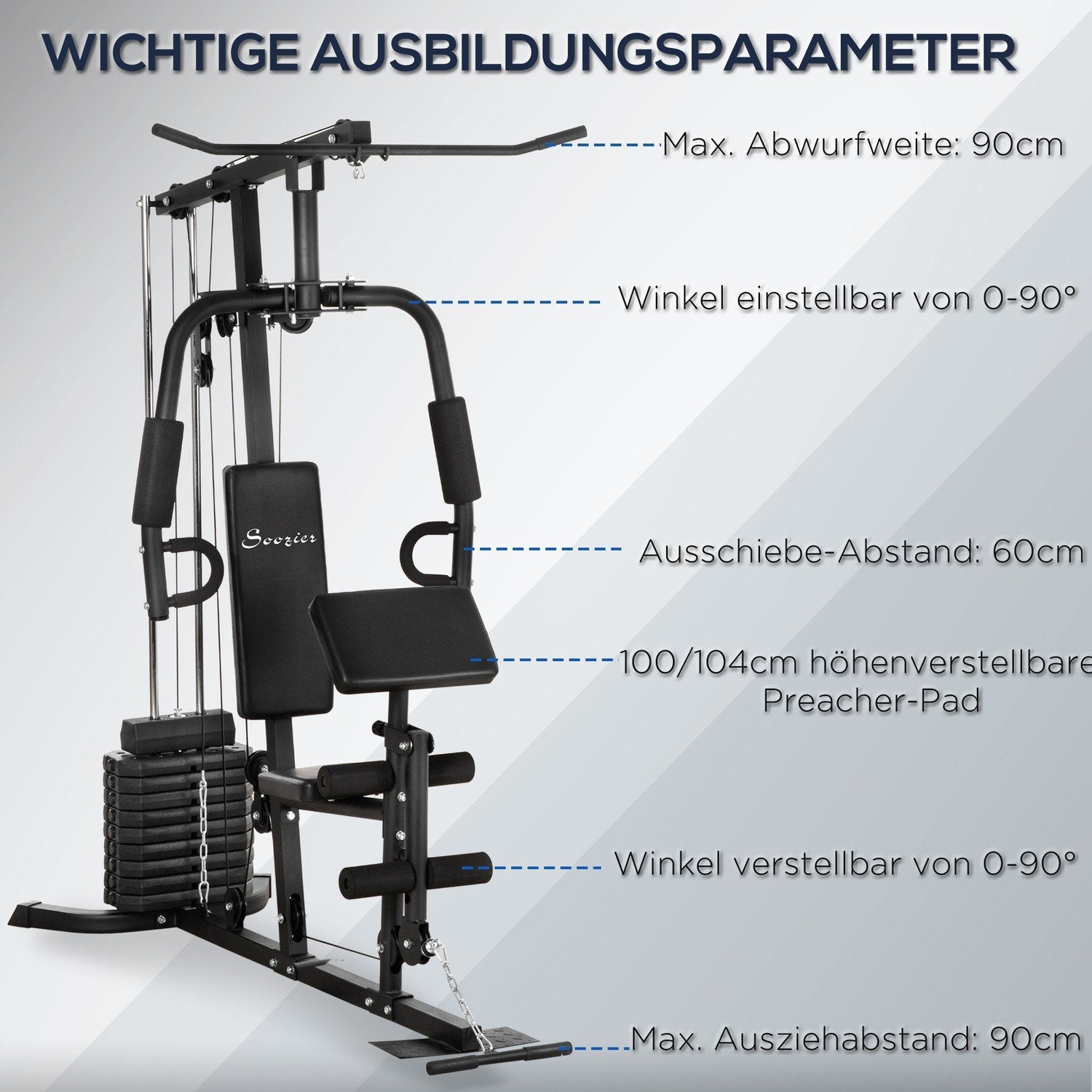 Multigym Fitnessstation Med Lat Pull-Down Och Butterfly Bar Och 45 Kg Styrketräning Stål Konstläder Svart 180 X 108 X 200Cm