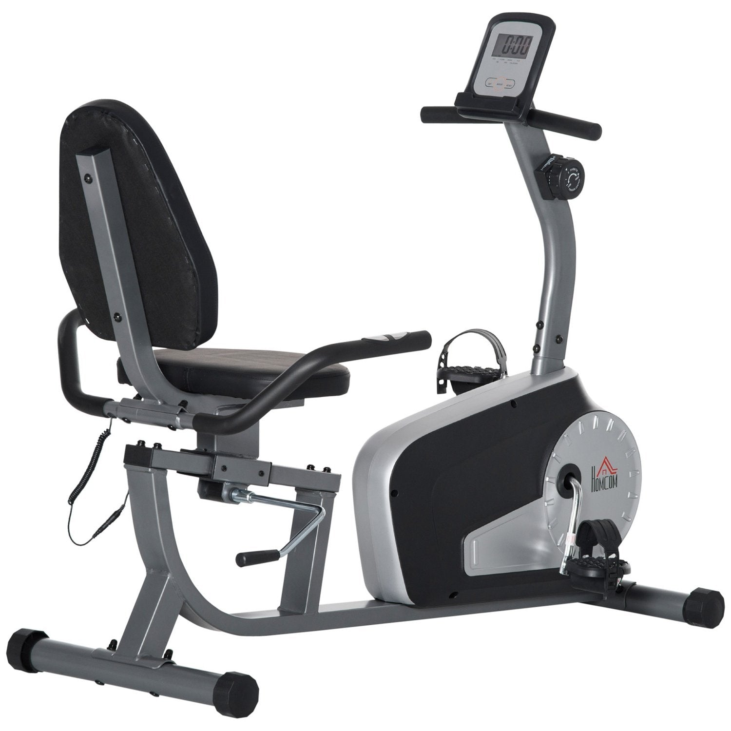 Recumbent Ergometer Motionscykel Cykeltränare Med Lcd-Display, 8-Nivåer Justerbart Magnetiskt Motstånd, Upp Till 110 Kg, Stål & Abs