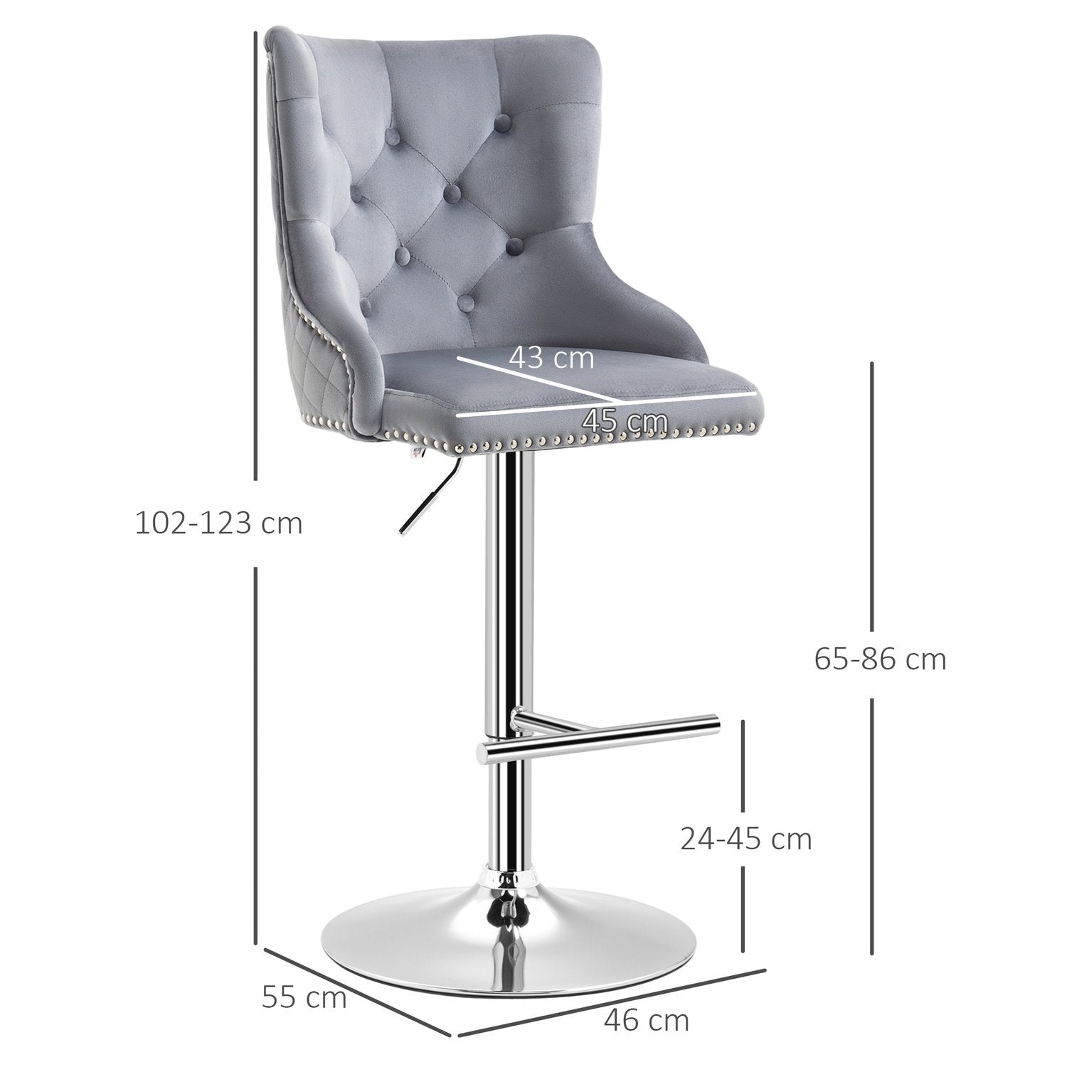 Set Med 2 Barstolar, Vridbara Stolar Med Fotstöd, Höj- Och Sänkbara, Moderna Barstolar, Lastkapacitet Upp Till 120 Kg, Pu Linnestål, 46X55X102-123 Cm