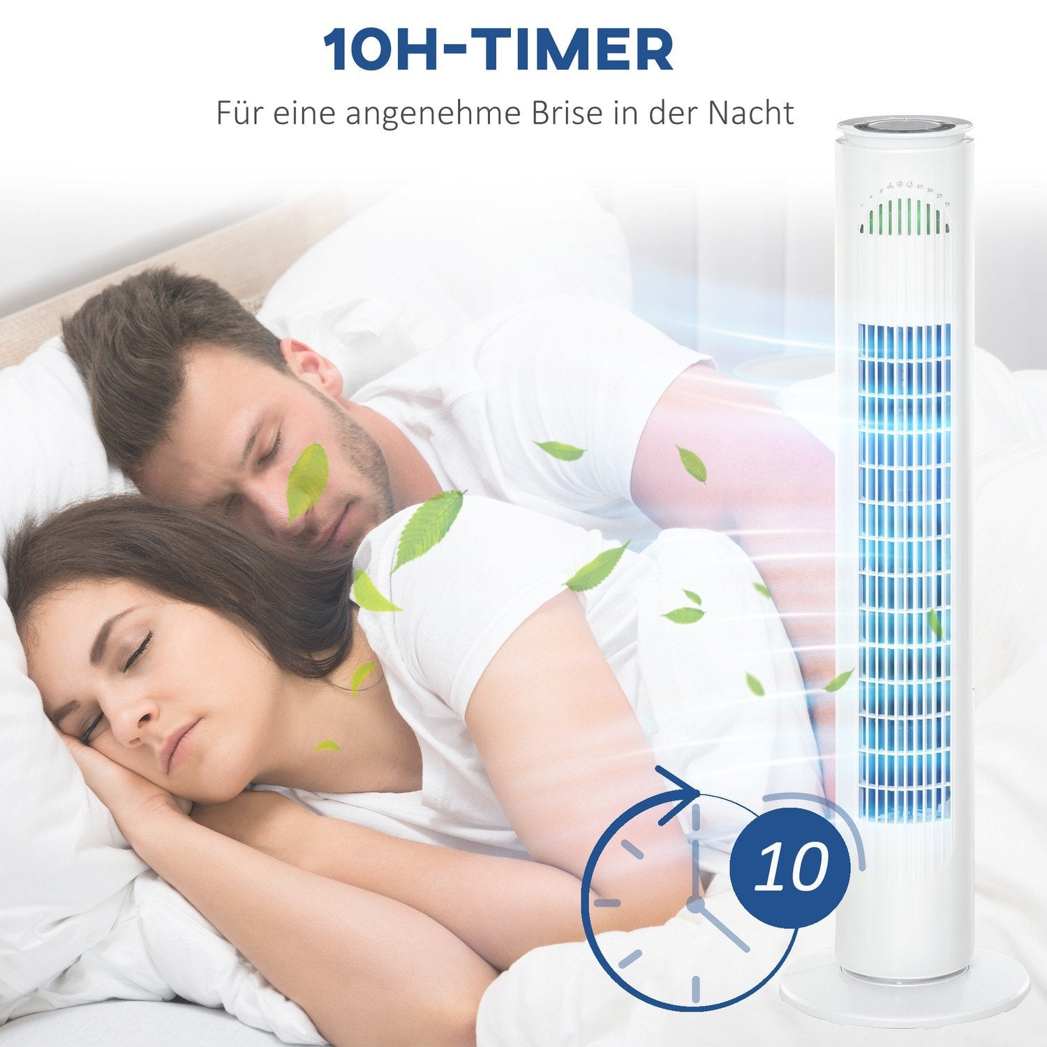 Tornfläkt 70° Oscillation, 77Cm, 45W, 3 Lägen & Hastigheter, Abs-Plast, Vit