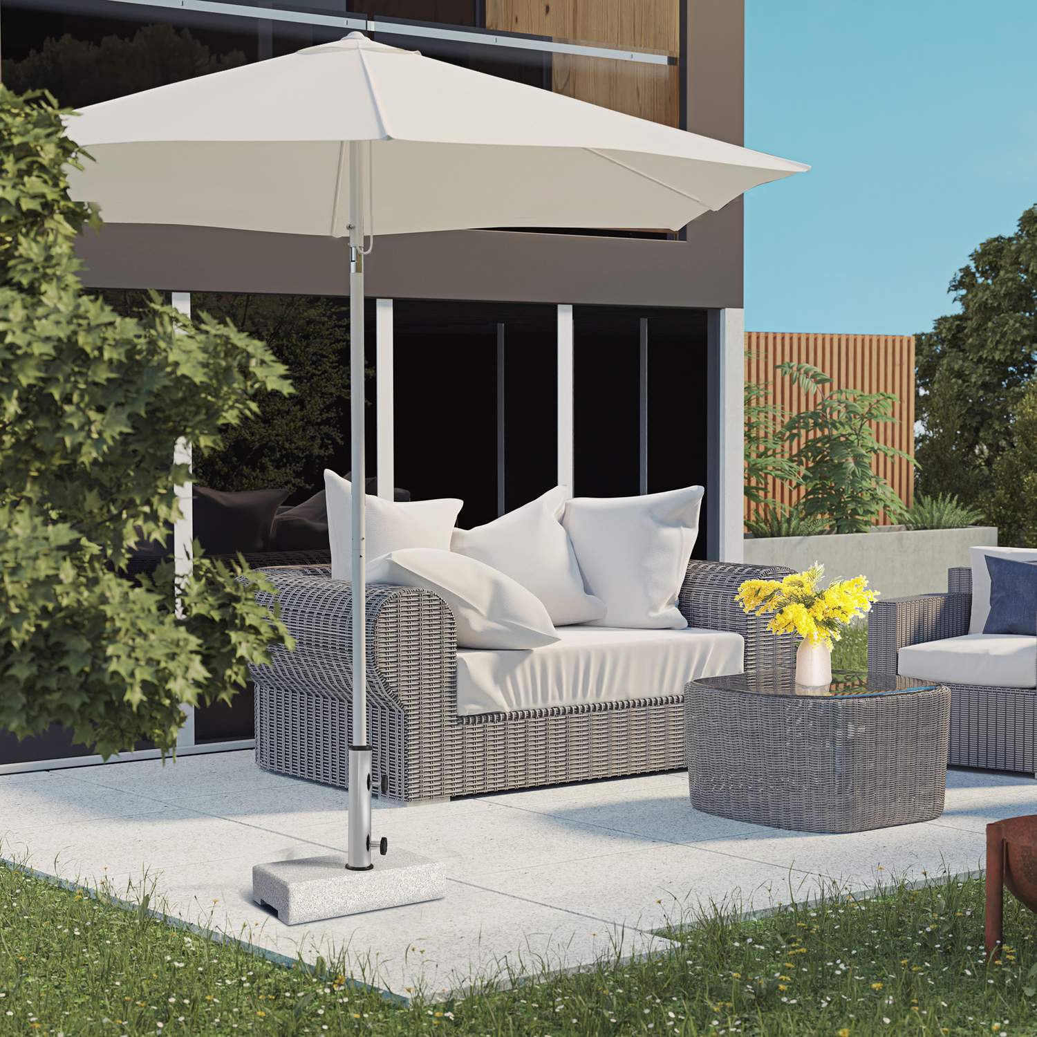 Halvrunda parasollbas, granit, 25 kg, passar 32-48 mm stolpar