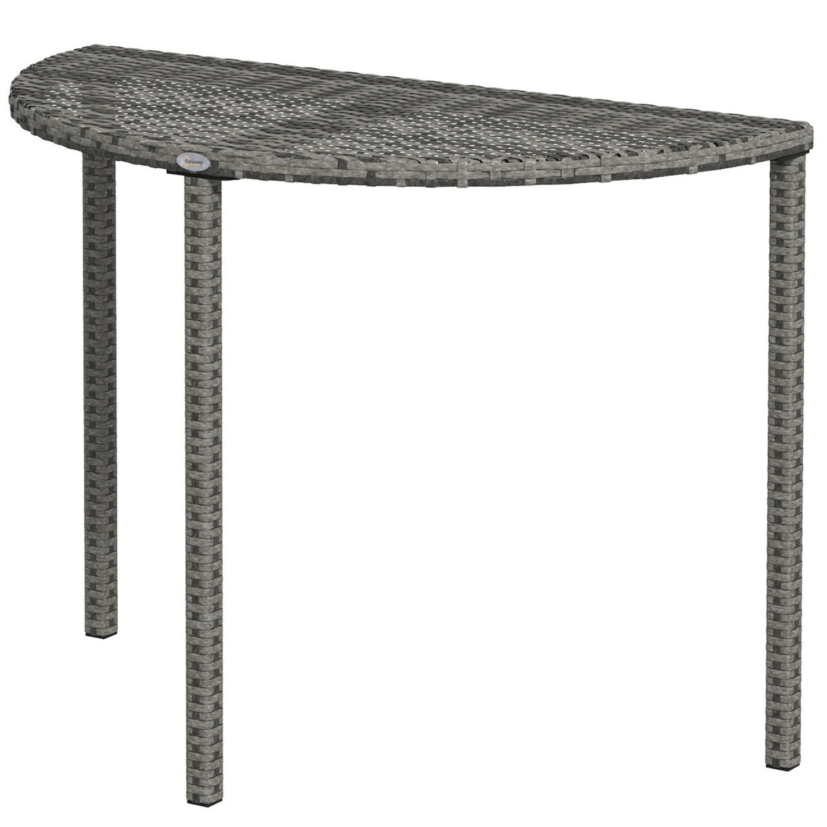 Halfronde grijze polyrattan tuinbalkontafel, 100x50x74 cm